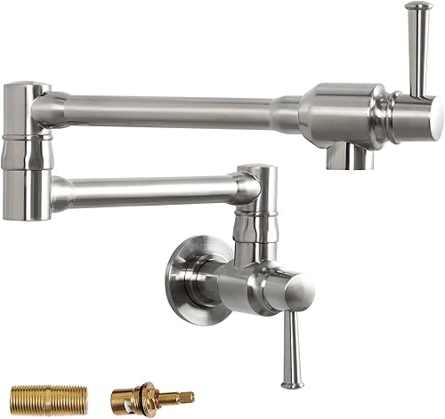 Miniatura 8 de Lordear Grifo de llenado de ollas con acabado de níquel cepillado para montaje en pared, grifo de cocina de acero inoxidable, grifo plegable sobre