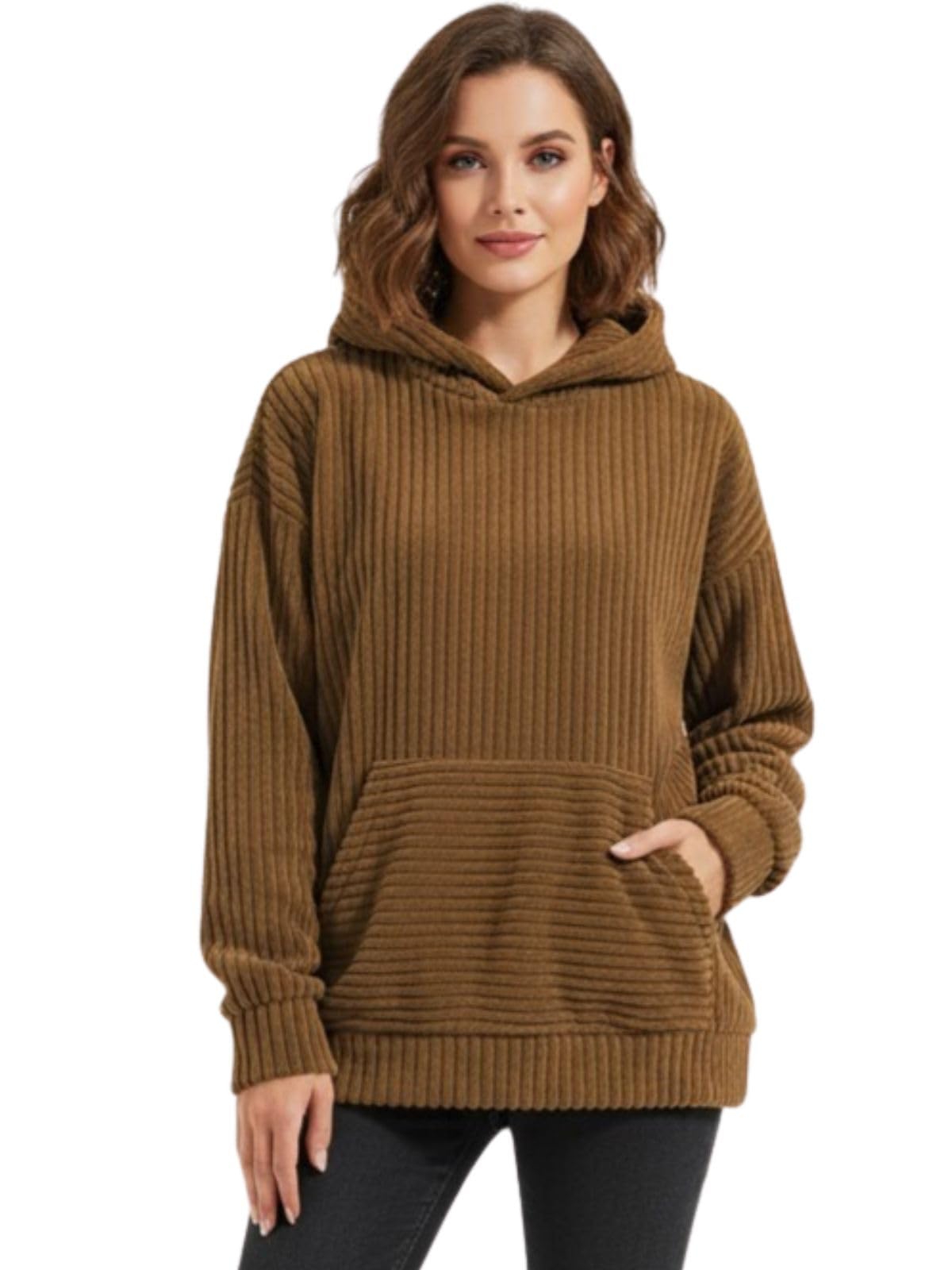 Premium Corduroy Hoodie for Women | Unisex Winter Sweatshirt | Oversized Hoodies for Womens | Stylish Look for Girls | Warm Sweater for Winter-image-37