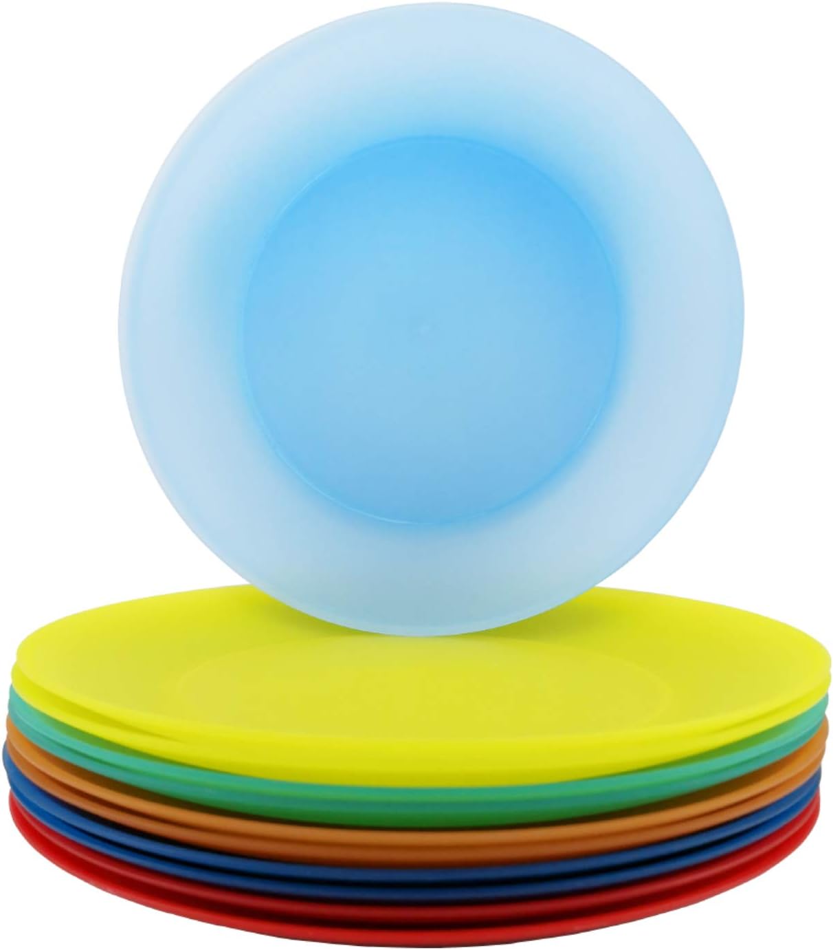 AOYITE 10 inch Plastic Plates Reusable - Lightweight Flat Dinner Plates set of 12 - BPA Free Dishwasher Safe & Microwave Plate for Kids Kitchen Party Camping Outdoor