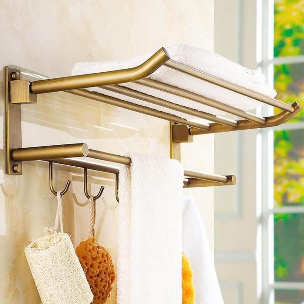 Porte-serviettes vintage en bronze solide anti-rouille pour mur de bain