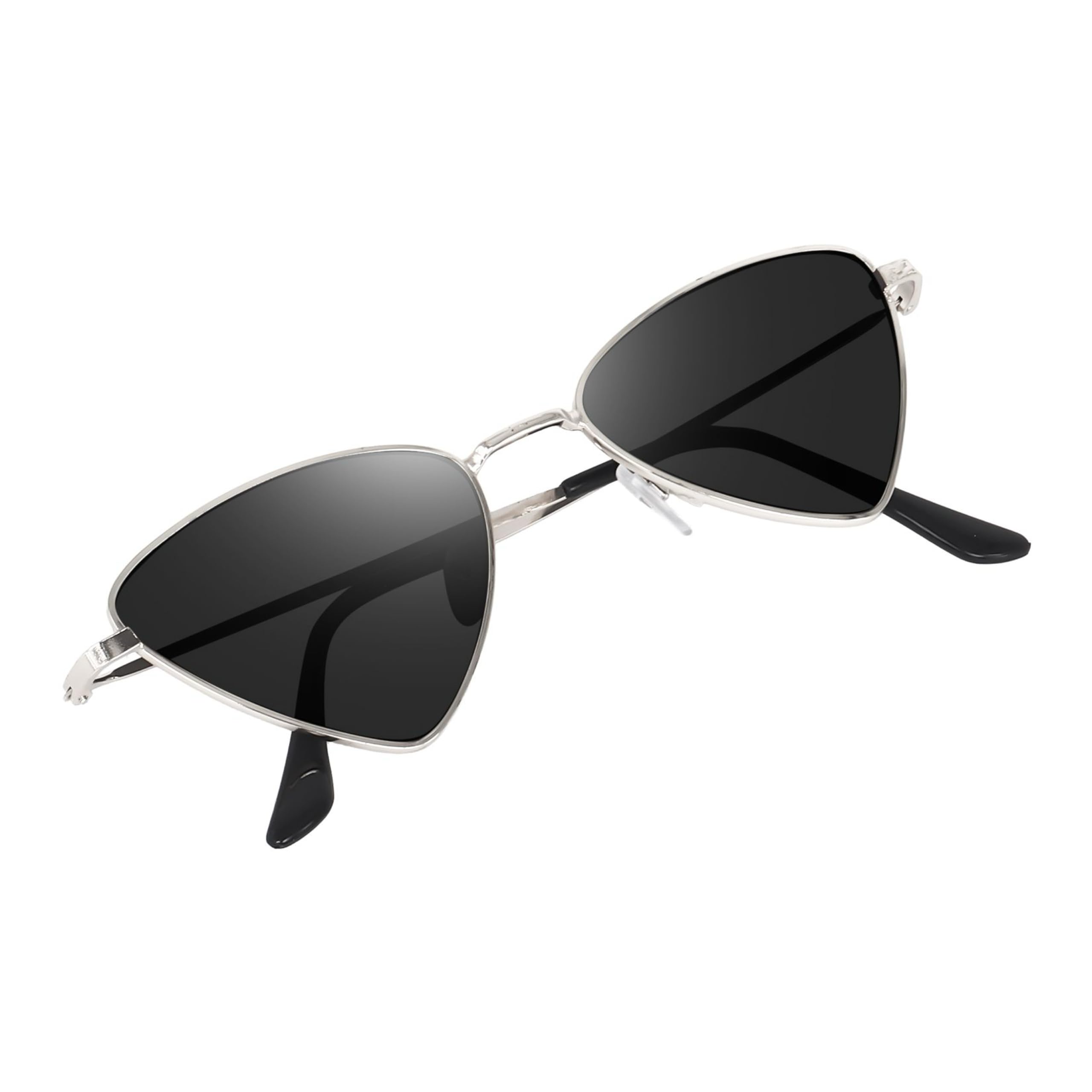 Triangular Cat Eye Sunglasses with Metal Frame for Men & Women-image-12