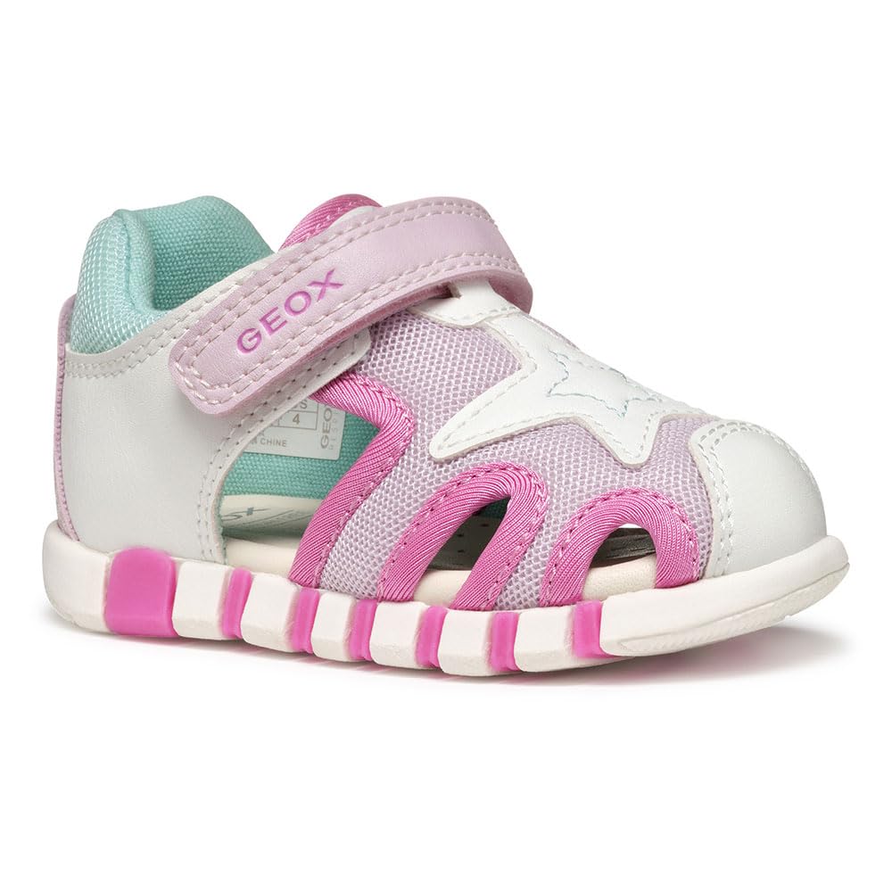 Geox Baby Girls B Sandal IUPIDOO Gir, White/Fuchsia, 4.5 UK Child