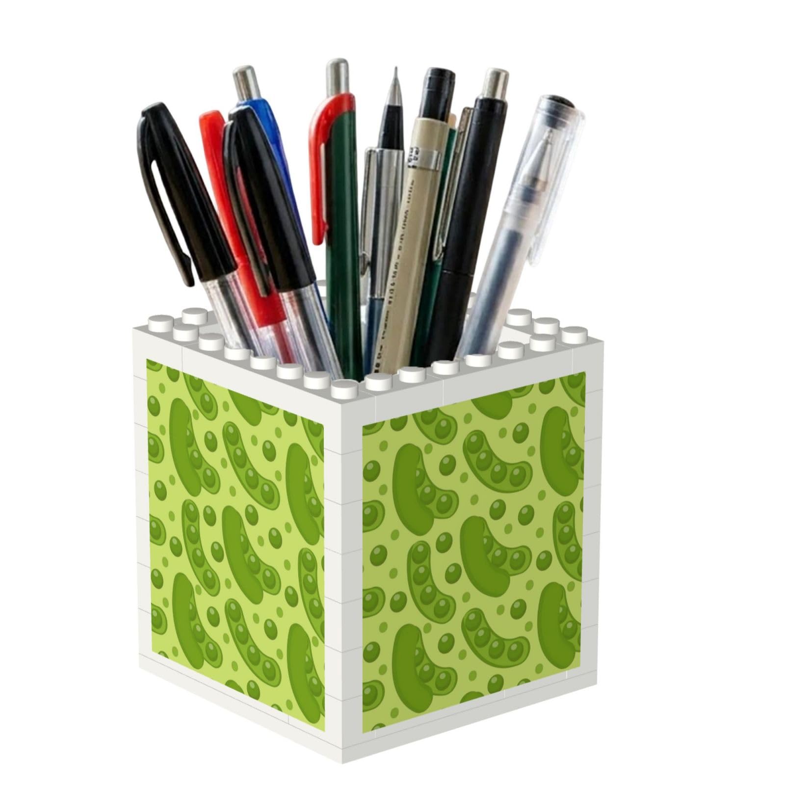 Poadnly Cartoon Pea Pattern, Pen Pot Pencil Holder for Office Home School, Compact Desk Organiser for Office Stationery