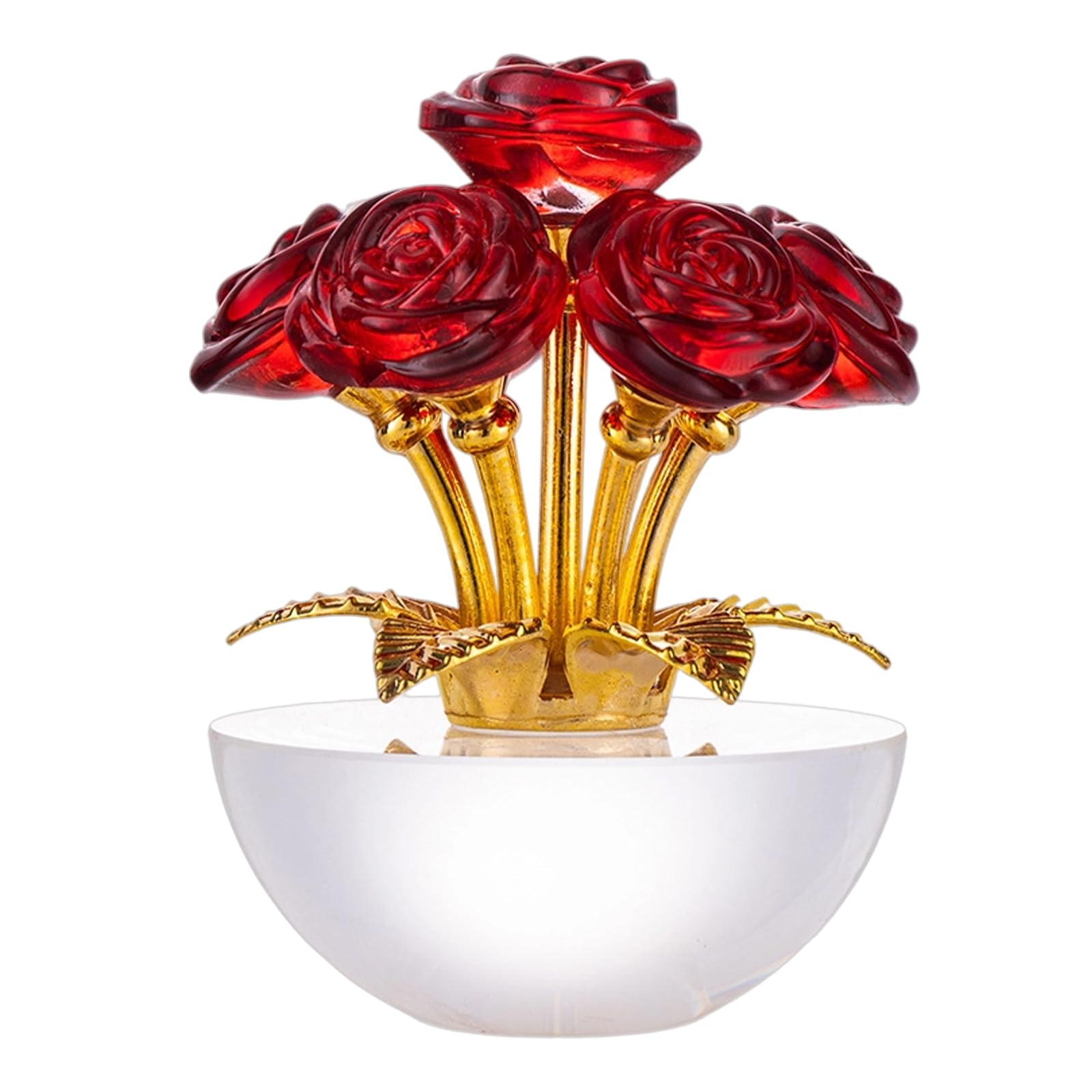 NRVTRE Beautiful Clear Glass Rose Display Piece Artistic Crystal Bouquet Adds Elegant Charm to Any Interior Space Artistic Crystal Bouquet