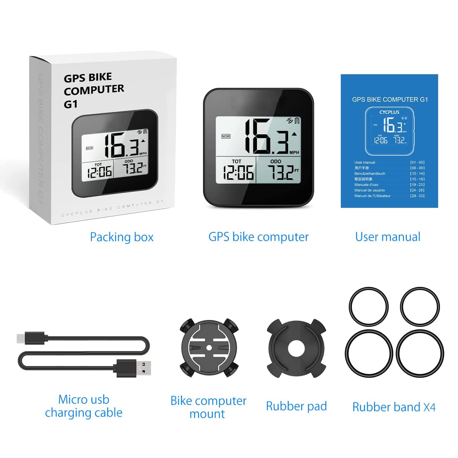 Computer da Bicicletta GPS, ciclocomputer Wireless, contachilometri per Bicicletta con retroilluminazione Automatica, Impermeabile/USB Ricaricabile