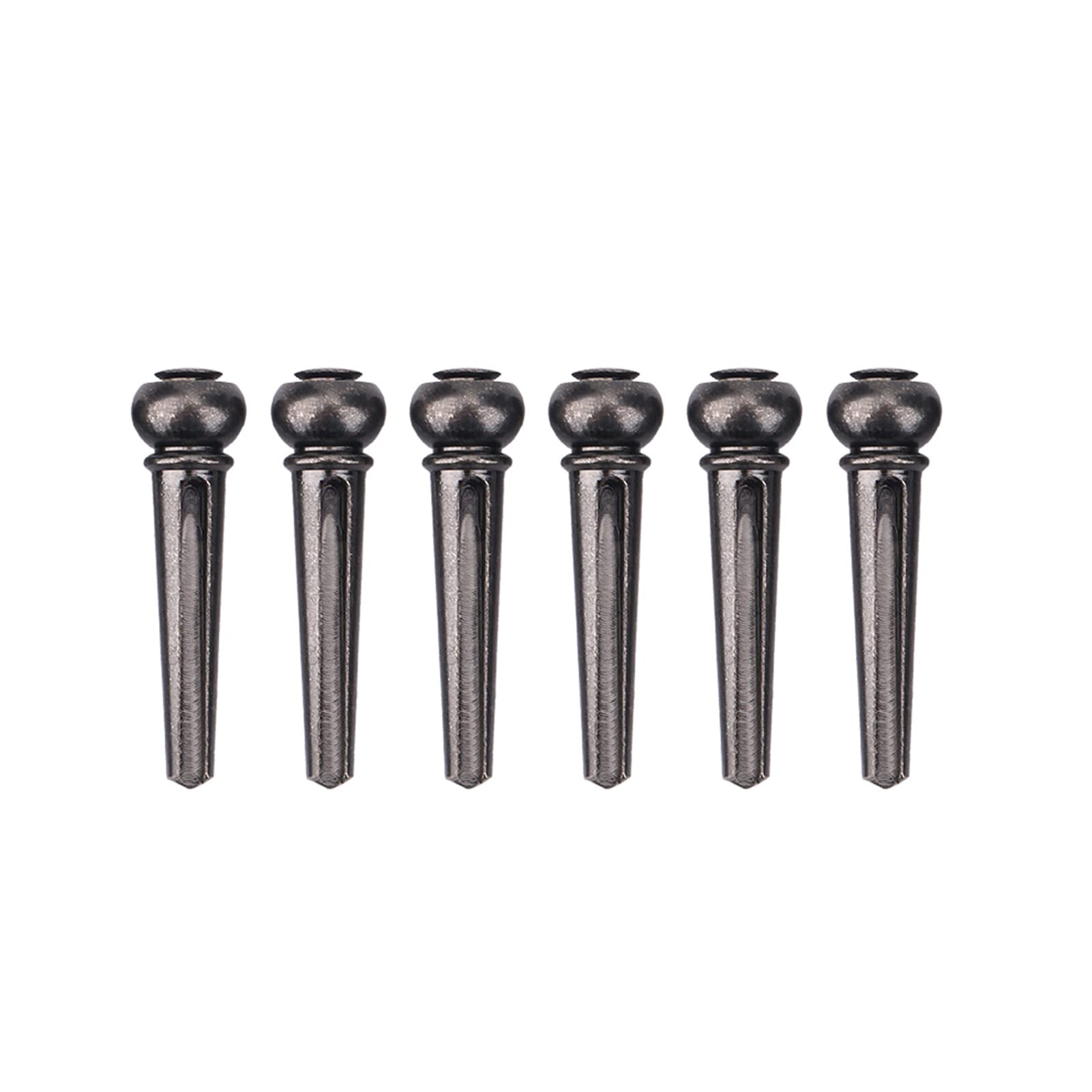 WOHPNLE 6Pcs Guitar Bridge Pins, 29.5mm Brass Bridge Pin Set for Folk Guitars, Brass Guitar Bridge Pins Replacement Parts for Guitar Maintenance (Gold/Black) (Black)