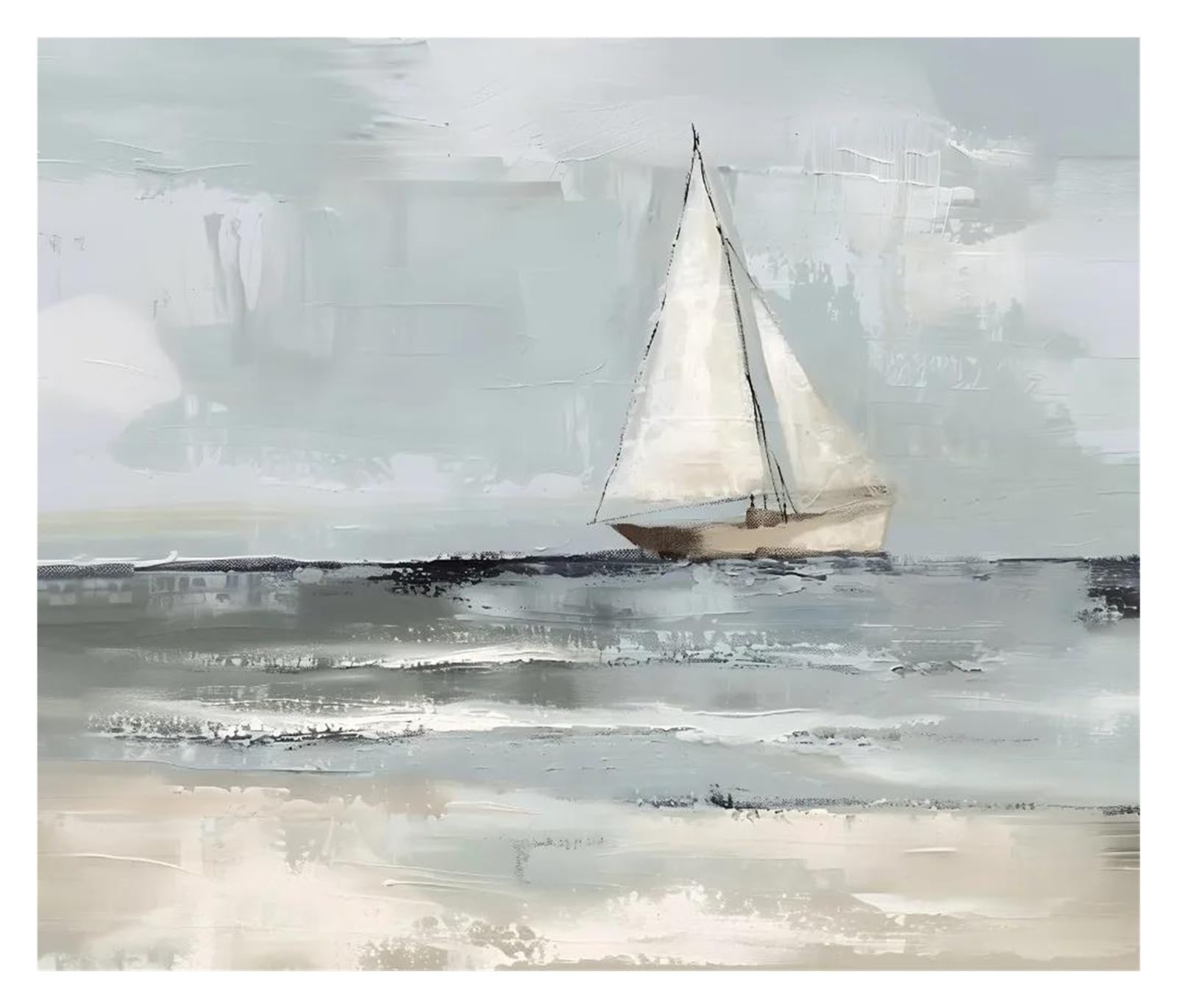 Pintura de lienzo náutica de atardecer en el mar y velero retro de 30x40cm
