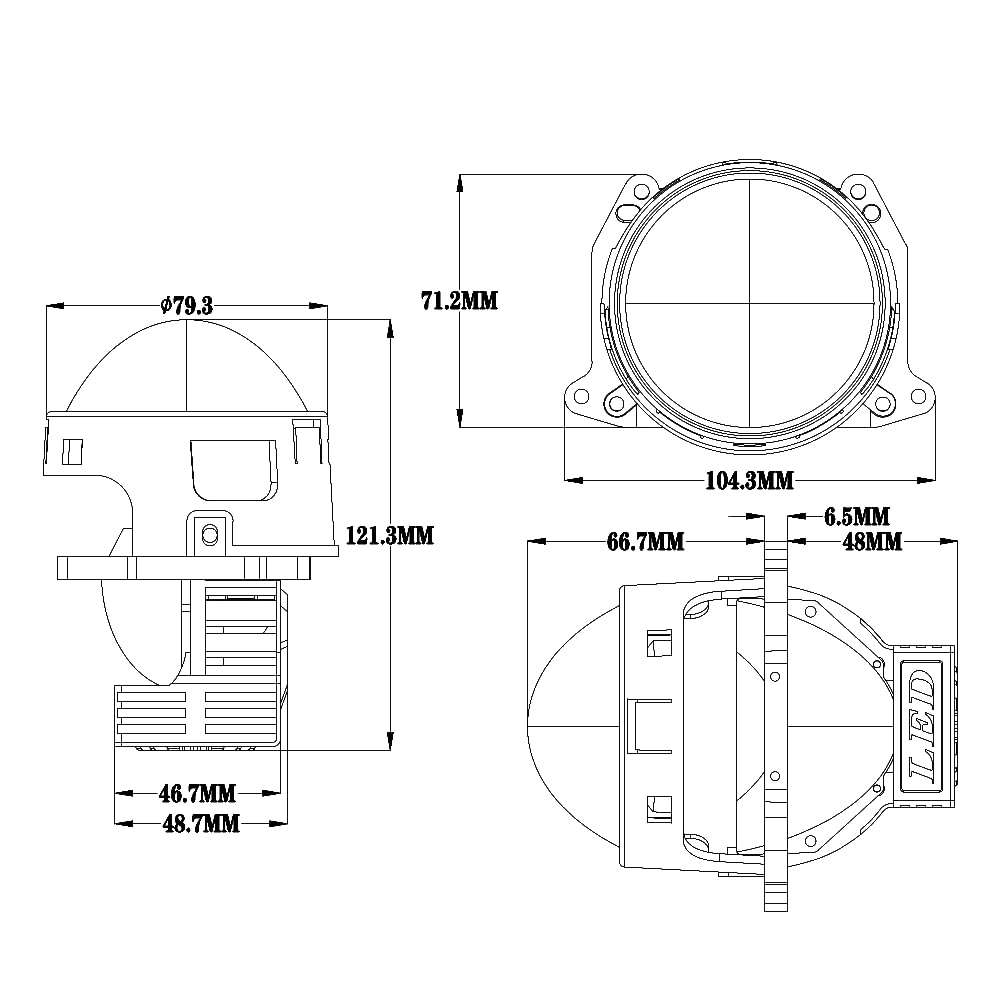 Générique 2 Projecteurs Bi-LED 12V 50W/60W 3 Pouces 8000lm Conversion de Phares Feux de Route Feux de Croisement Lentilles de Projecteur LED