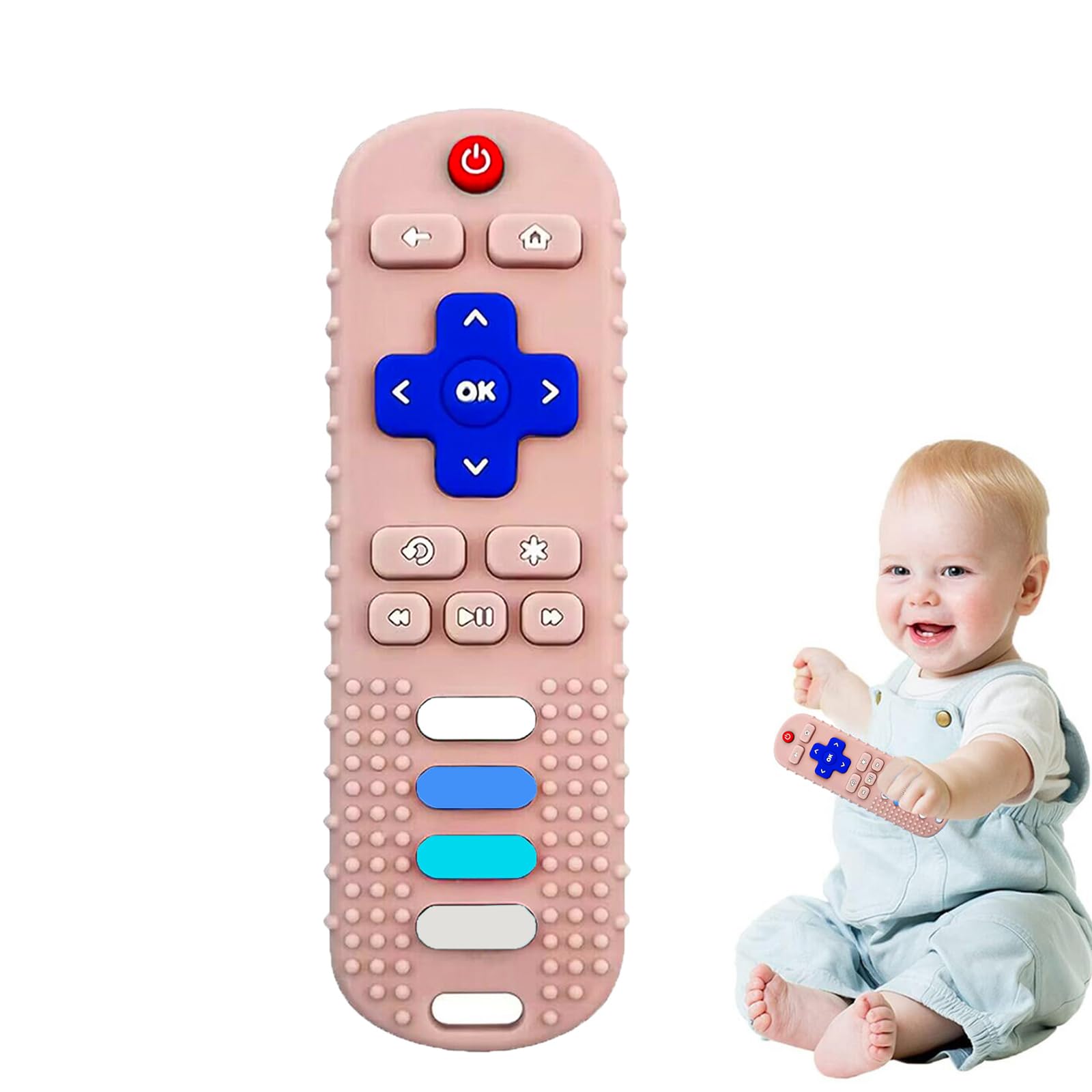 Silicone Baby Teething Toys, Teething Toys for Babies 3 6 18 24 Months, Baby Silicone Chew Toys,Remote Control Shape Teething Toys,BPA Free (Khaki)
