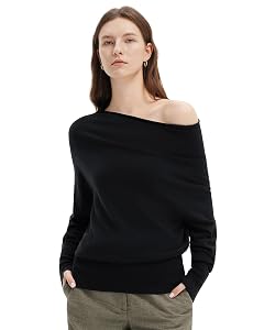 SUUKSESS Women Cashmere Oversized Off Shoulder Pullover Sweater Batwing Knit Top