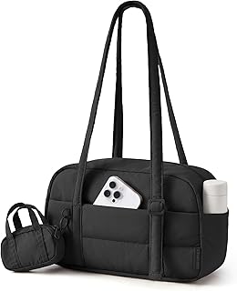 BAGSMART 여성용 지갑, 패딩 숄더백 스몰 토트 핸드백 가볍고 귀여운 호보 백, 여행, 헬스장용 푹신한 파우치 포함