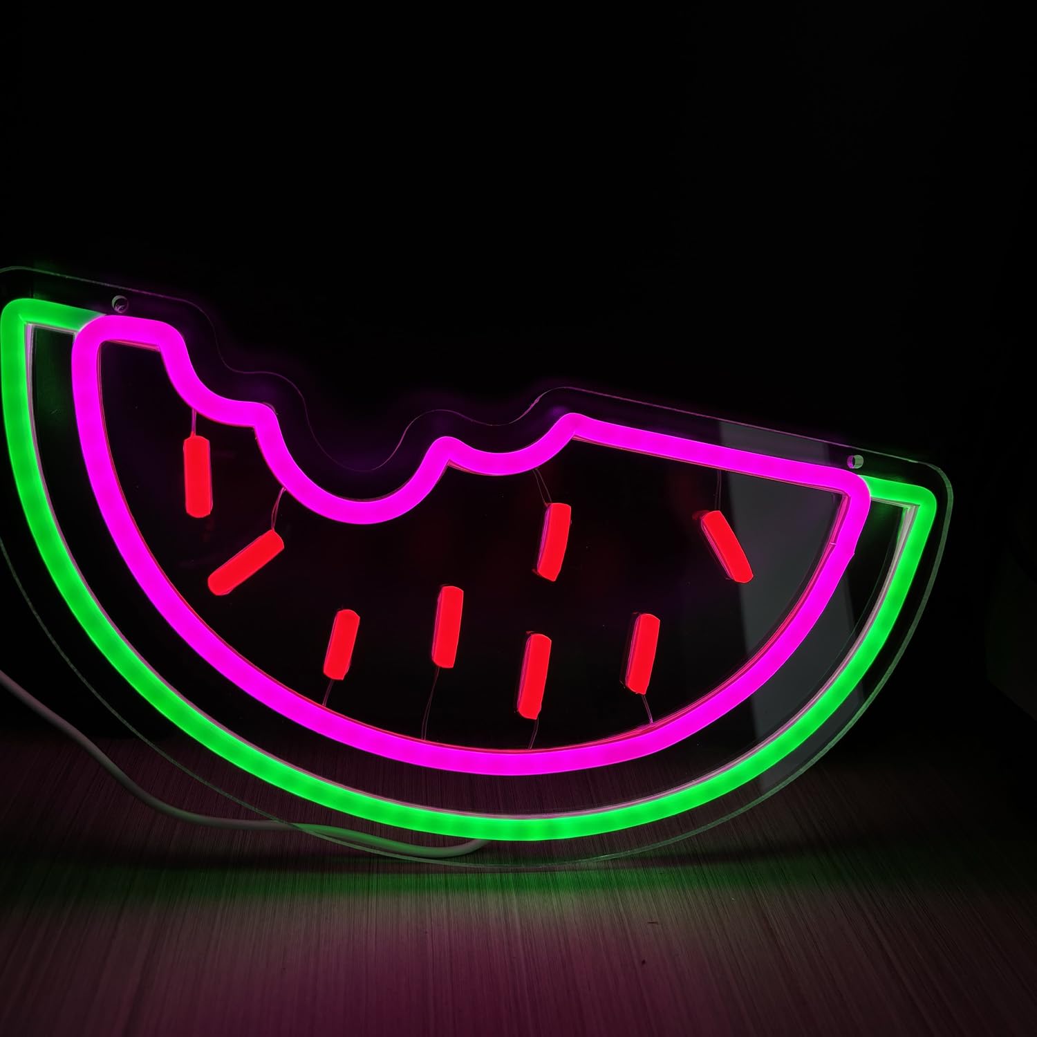 Panneau néon pastèque LED - Applique murale - 35 x 17 cm - Acrylique - Pour fête