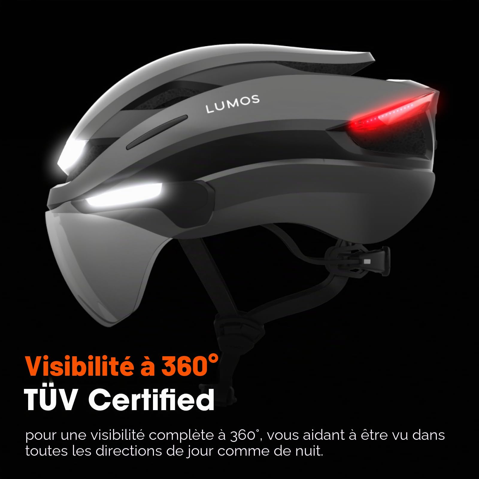 Lumos Ultra Casque de vélo électrique intelligent | Certifié NTA 8776 | Feux avant et arrière LED | Visière rétractable | Contrôle par application | Pour vélo électrique, scooter, cyclisme | Adultes,