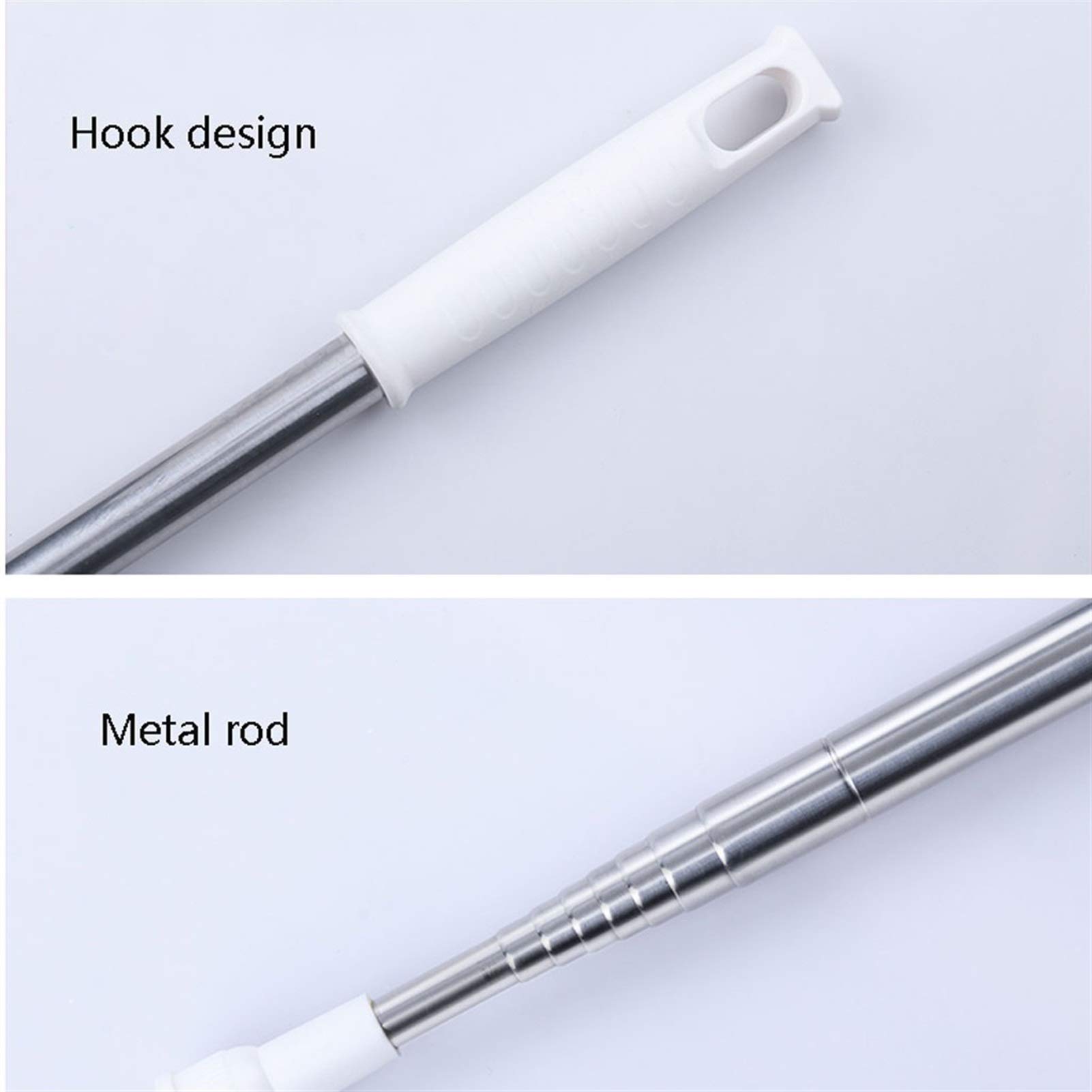 Cepillos de limpieza de escobas de mano Plumero de plumas extensible con polo telescópico (acero inoxidable), plumero de microfibra con cabeza flexible lavable for limpiar ventiladores de techo alto,