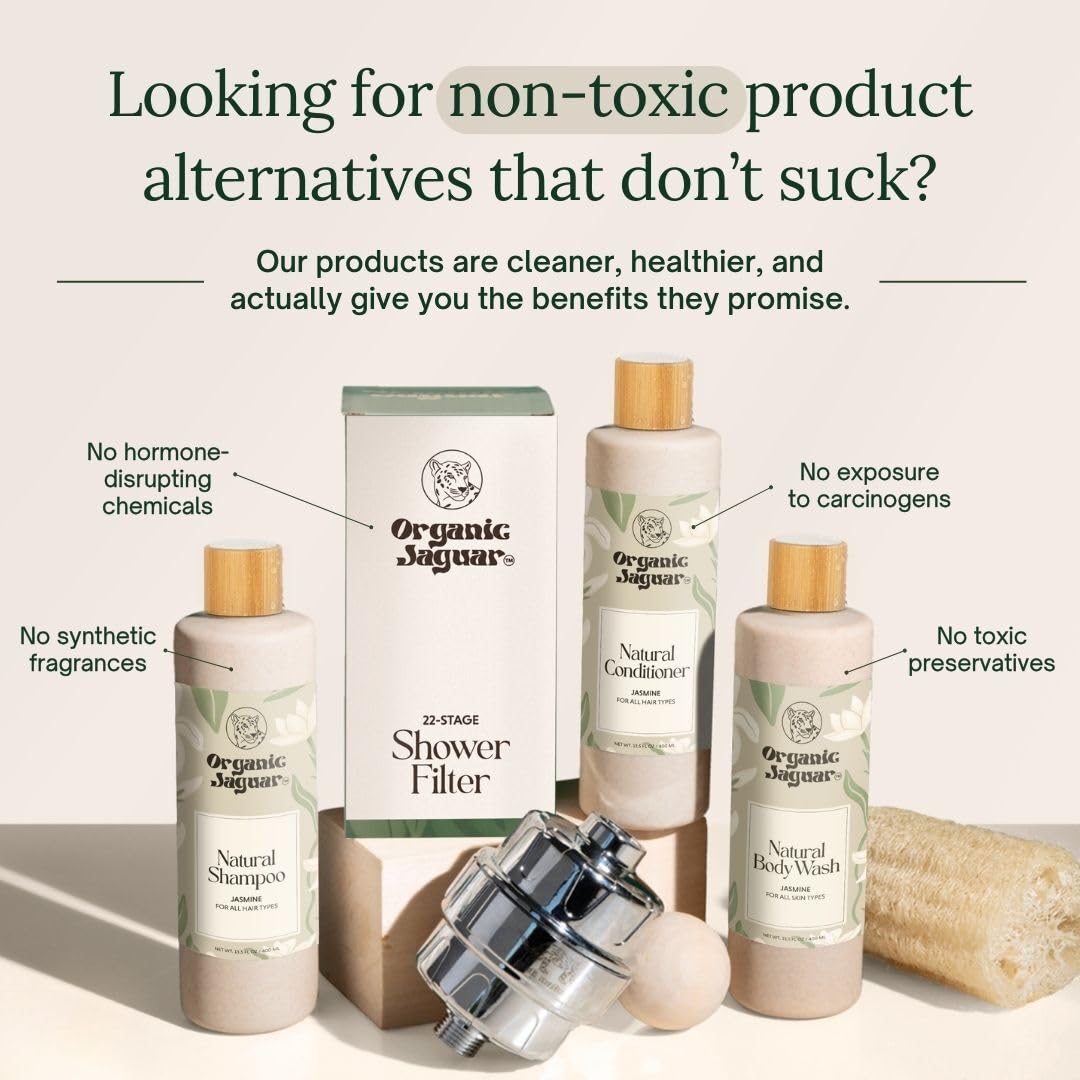 Organic Jaguar Gel da bagno al gelsomino naturale con gel di aloe vera, sapone detergente per bagno e doccia, lascia la pelle morbida e idratata, senza profumo, senza solfati e parabeni, 450 ml
