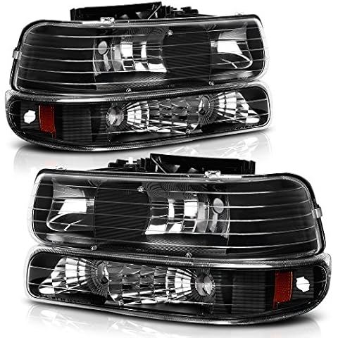 AUTOSAVER88 Headlight Assembly Compatible with 1999-2002 Chevy Silverado 1500 2500/2001-2002 Chevy Silverado 1500HD 2500HD 3500/2000-2006 Tahoe Suburban 1500 2500 Headlamp with Bumper Lights Cover