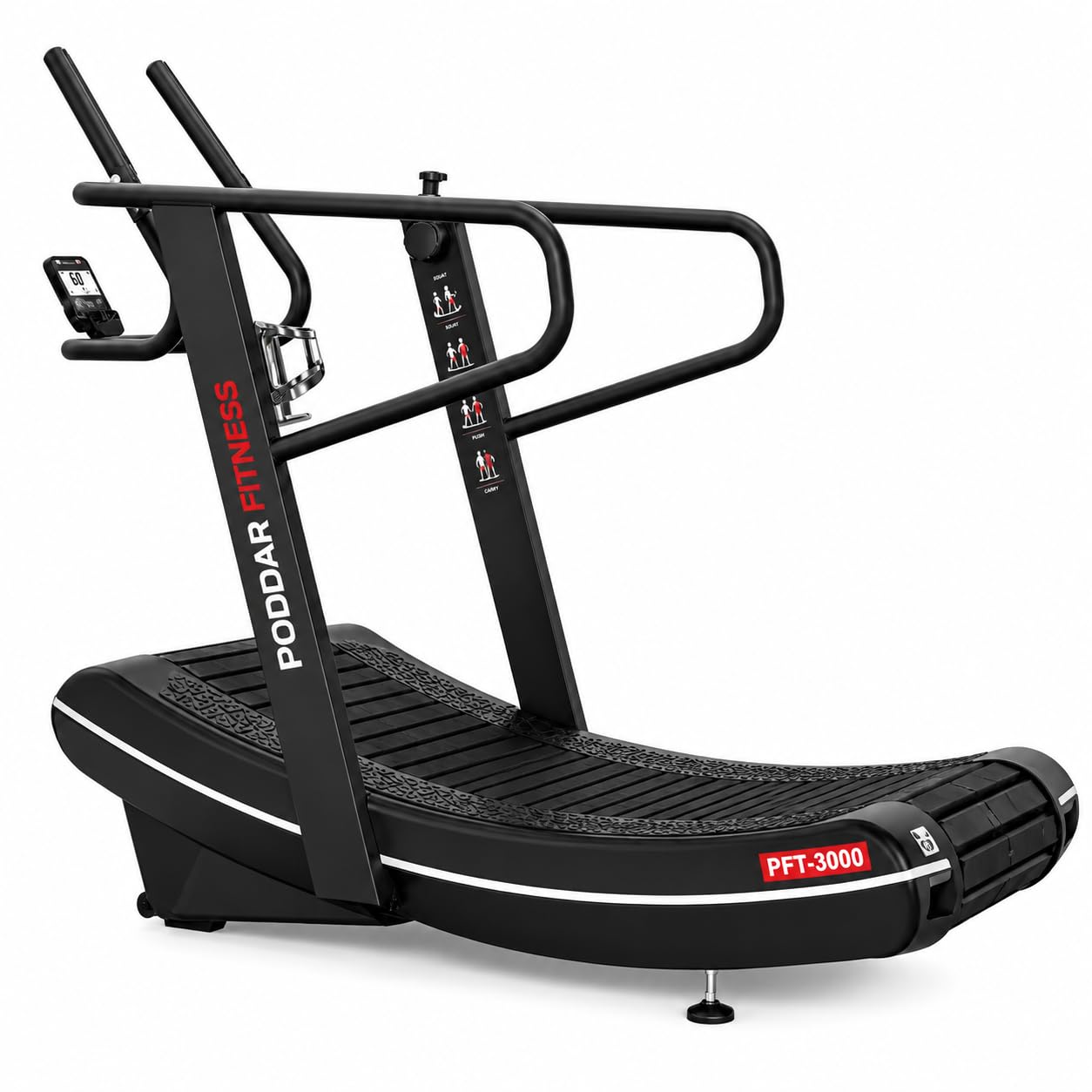 Non-Motorized Curved Treadmill, 300 Kg Capacity, 6 Resistance Levels, 168x49 cm Running Surface, for Home and Gym-image-37