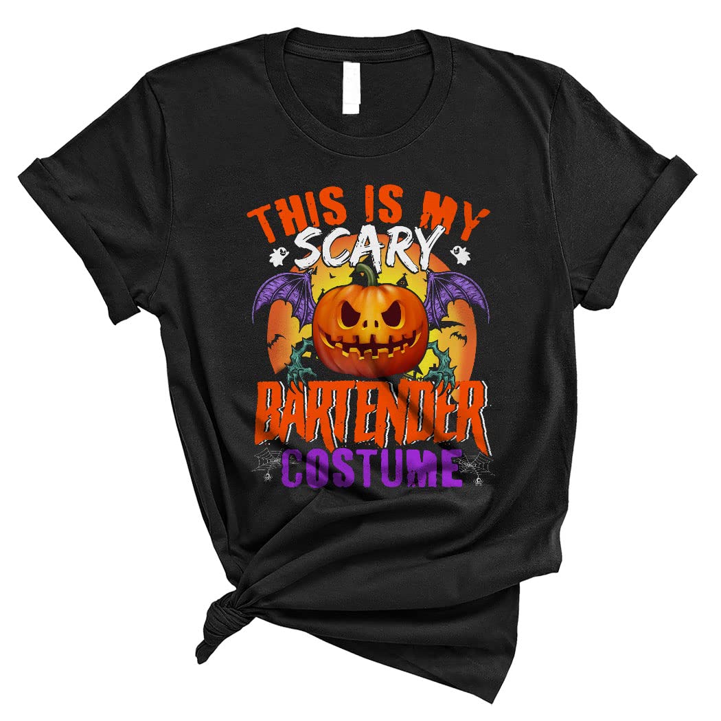 Halloween Pumpkin Shirt This is My Scary Bartender Costume Funny Halloween Costume Bartender Unisex Tee T-Shirt
