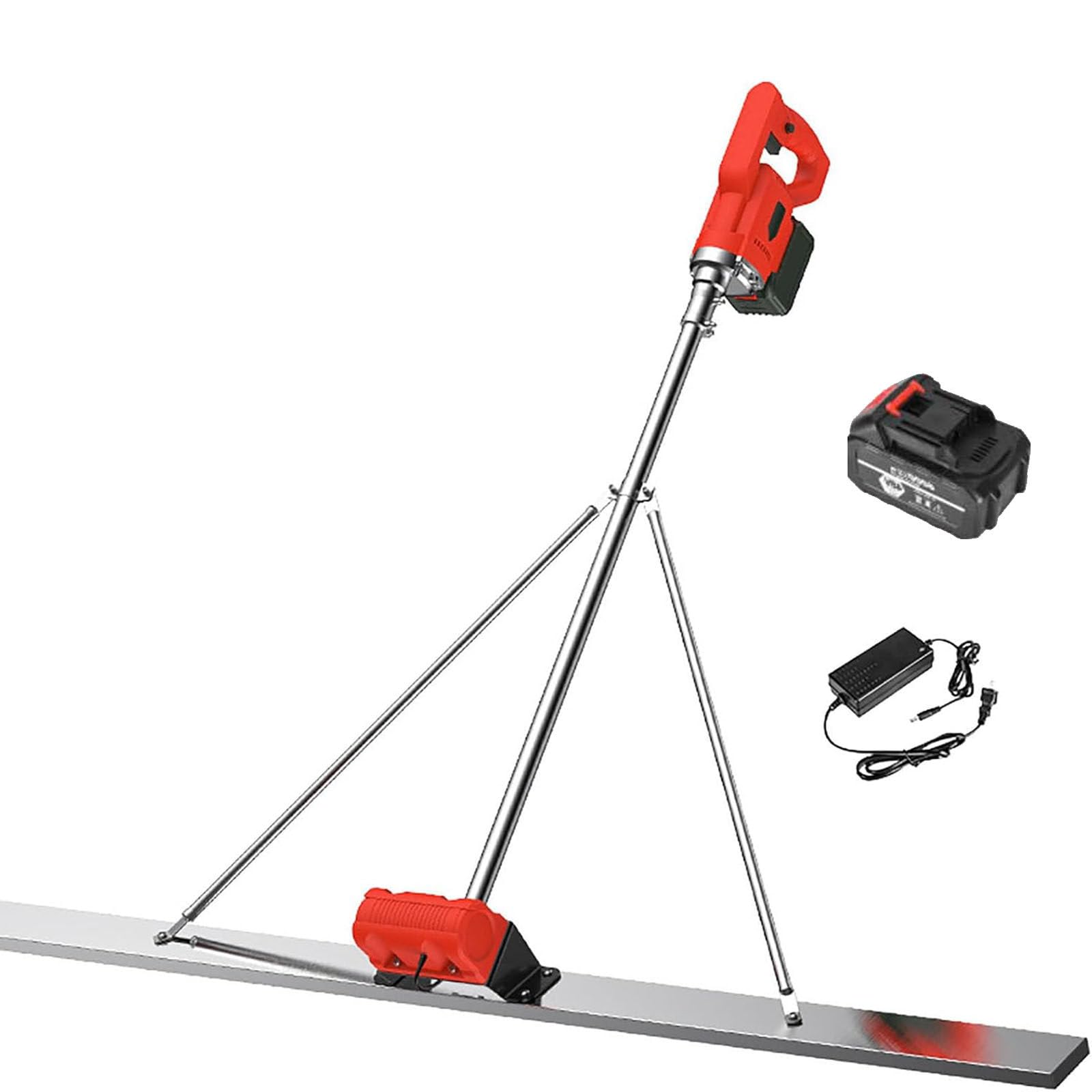 ylpddmm Power Concrete Screed Vibratory Kit, Stainless Steel Board 6000mAh Battery 1.5M-1battery