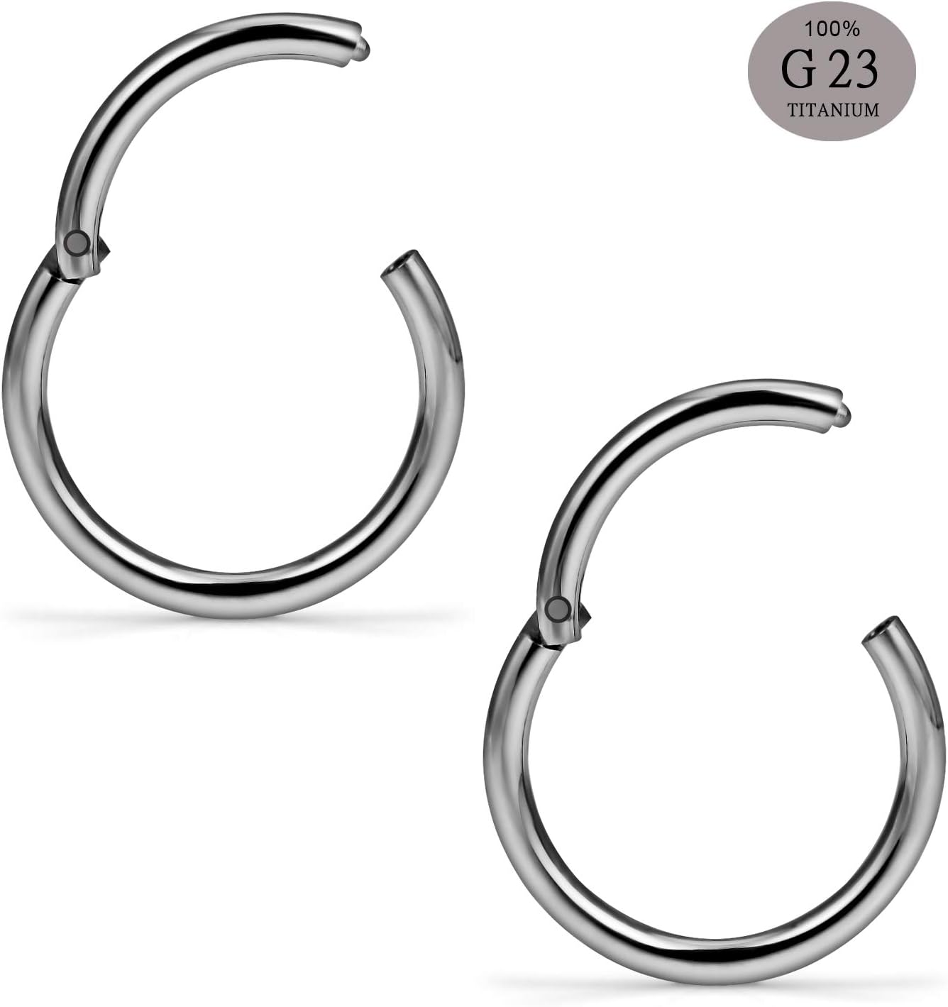 SCERRING 3 Pairs 16G G23 Titanium Hinged Clicker Segment Septum Nose Lip Ring Hoop Cartilage Tragus Sleeper Earrings Body Piercing Jewelry 8mm 10mm 12mm - Image 2