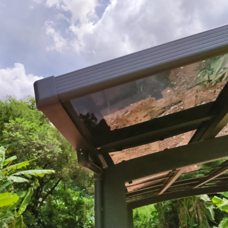 Carport Autoportant 15m² en Aluminium et Polycarbonate | Structure Gris Anthracite Résistante aux Intempéries | Toit Teinté Anti-UV avec Gouttières Intégrées | Kit de Fixation Inclus