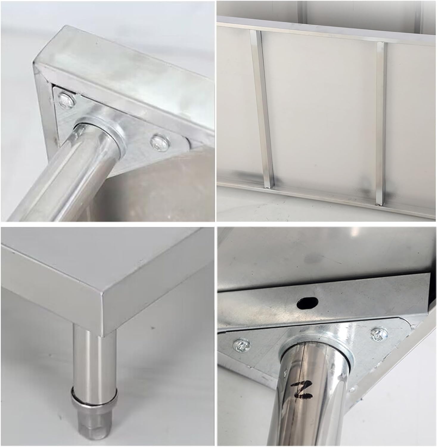 Multi-Functional Combination Chopping Workbench Double-Tier Storage Worktable Adjustable Lower Shelf Open Commercial Storage Rack Reinforced Stainless Steel Prep Table(100x50x80cm/39.4x19.7x31.5”)