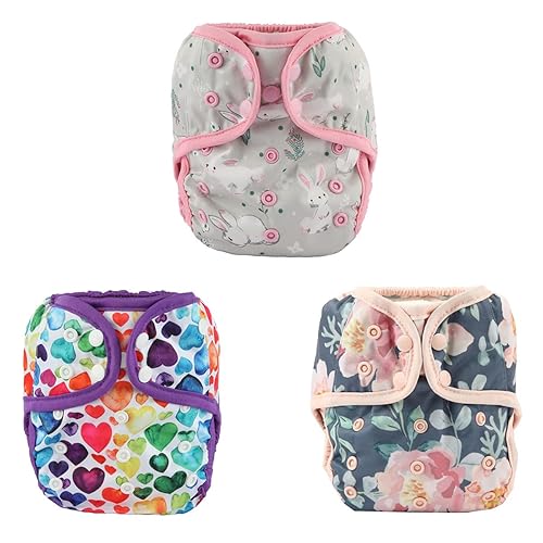 Miniatura 26 de Pañal de tela para bebé, tamaño único, reutilizable para niñas (cactus flamenco)