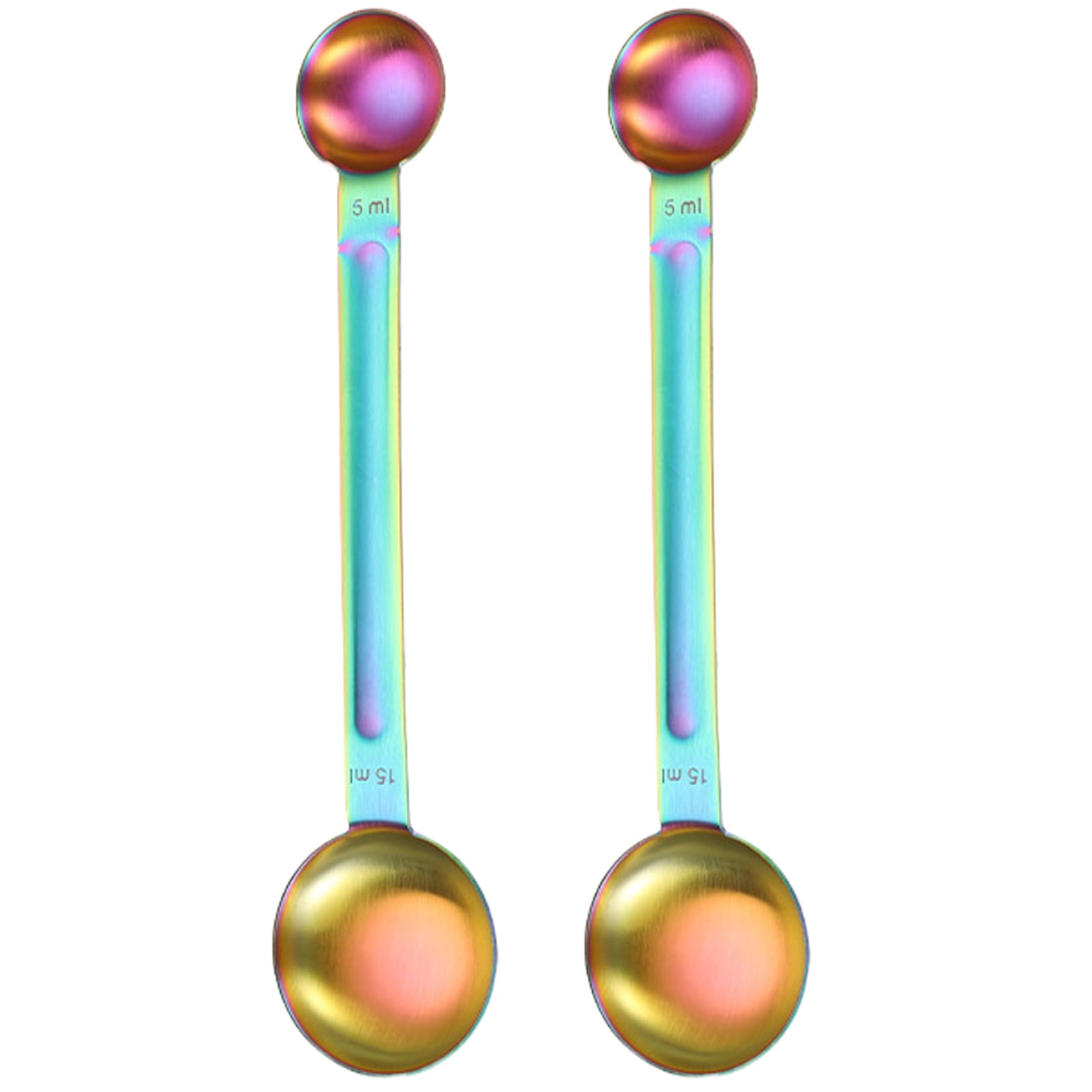 Hperu Measuring Spoons, 2Pcs Double Heads Coffee Measuring Spoon Set, 5ml and 15ml Tablespoon Stainless Steel Long Handle for Precise Baking, Tablespoon Spoon