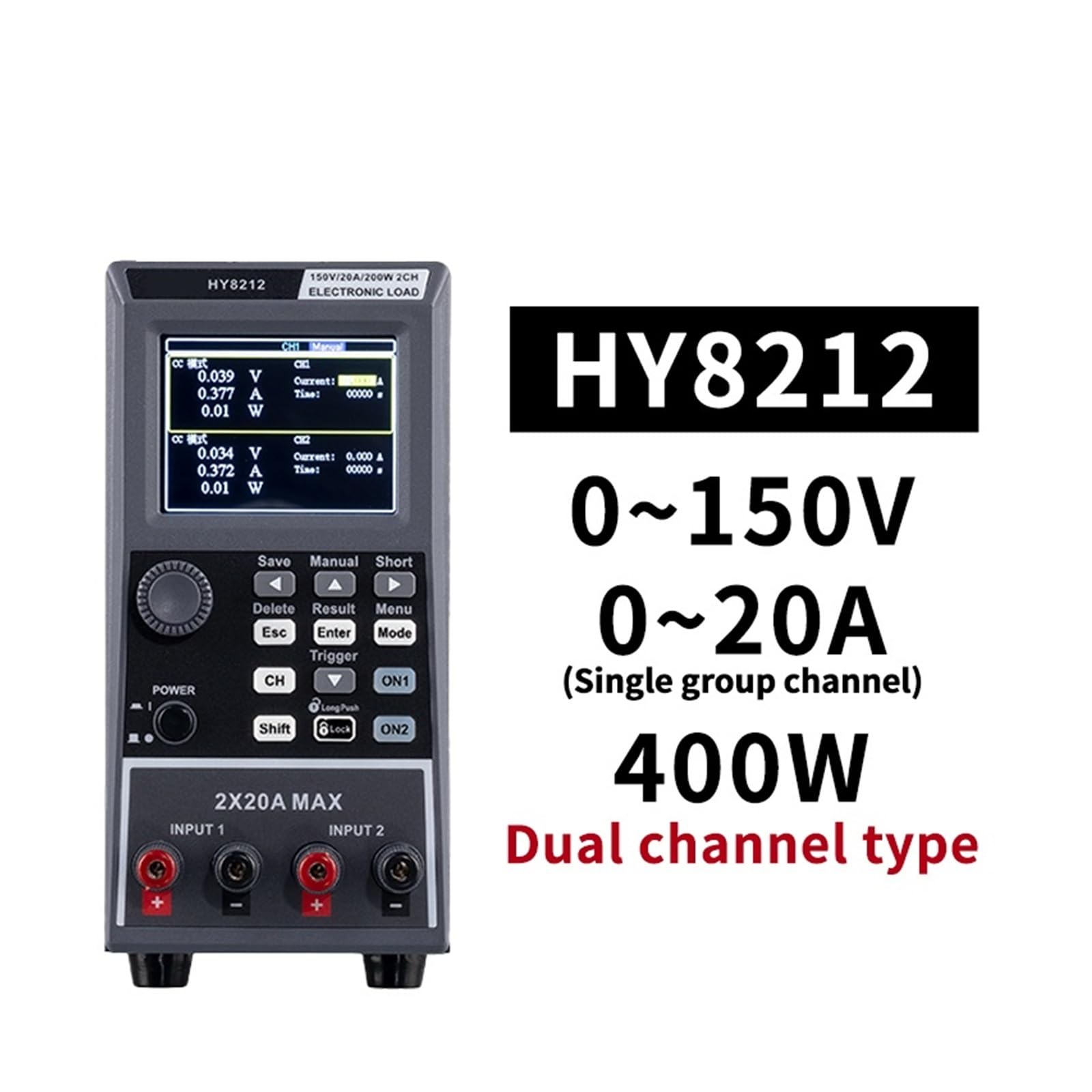 Probador de Batería, Probador de capacidad de batería de plomo de litio de capacidad de batería de prueba de carga electrónica de CC programable carga/descarga 400W(HY8212)