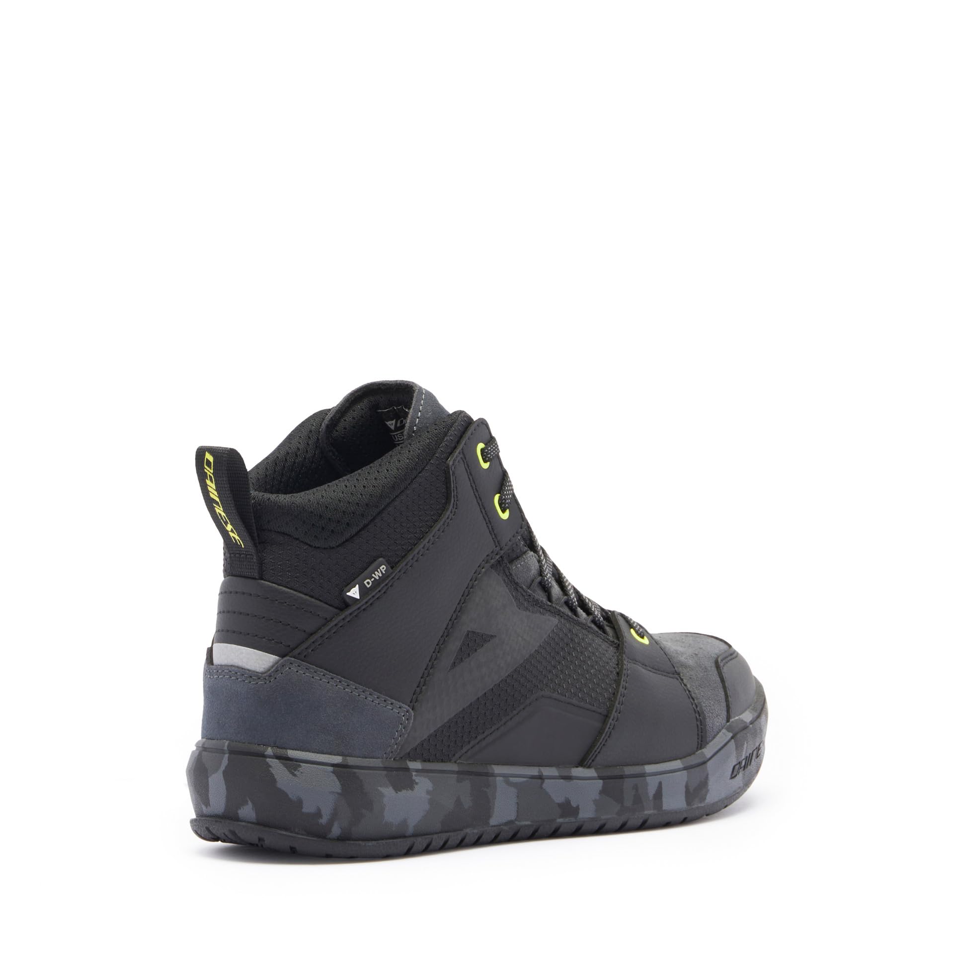 Dainese - Suburb D-WP Shoes, Zapatos Impermeables para Moto, Hombre, Negro/Camuflaje/Amarillo Ácido, 43