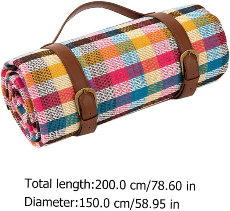 Leather Strap Picnic Mat Outdoor Camping Ground Mat 150x200cm Thick Waterproof Outdoor Cushion for Hiking Park Beach