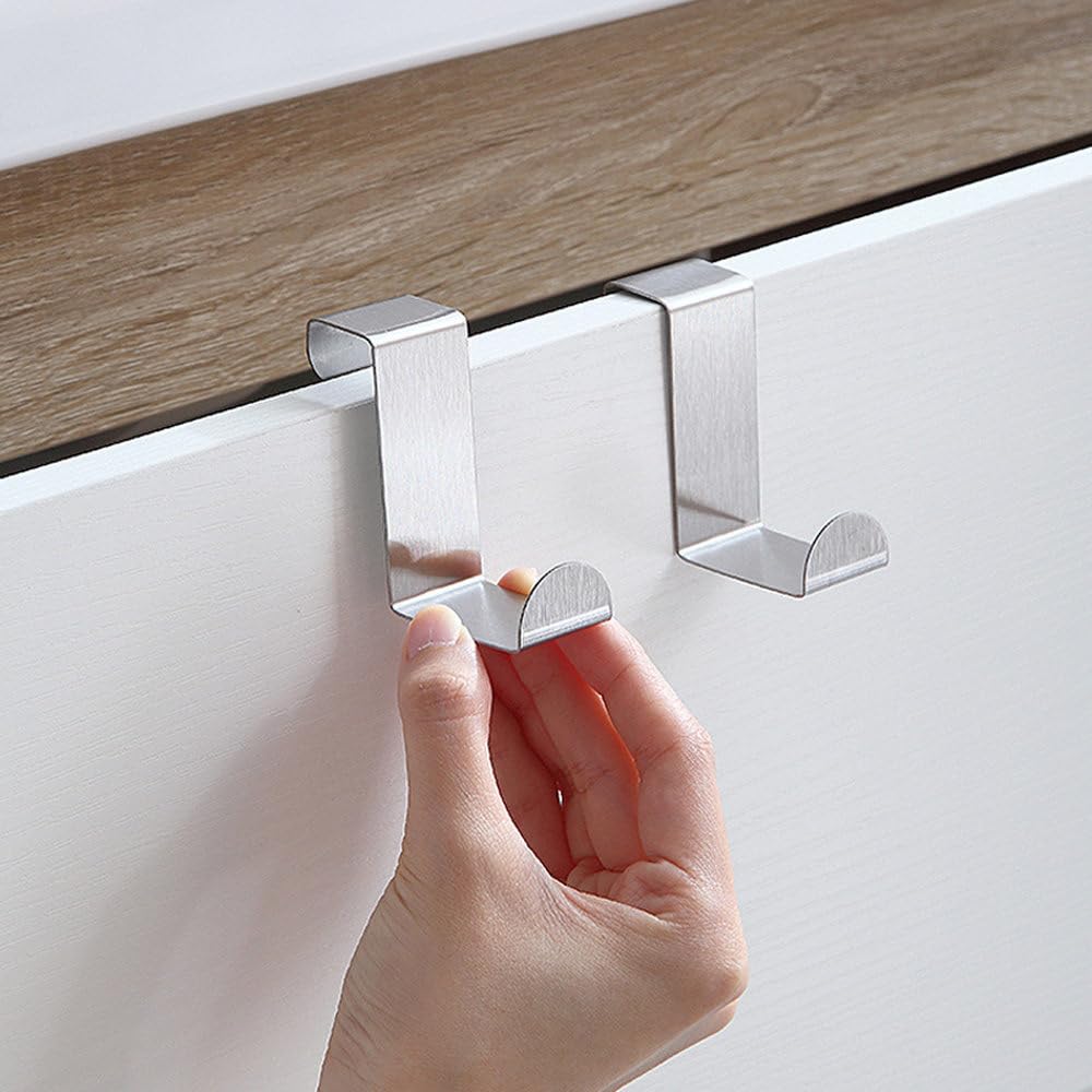 Gancho para puerta de gabinete de baño en forma de Z, colgador trasero de puerta de acero inoxidable, llavero, gancho para abrigo, accesorios de cocina para el hogar, herramienta organizadora, blanc