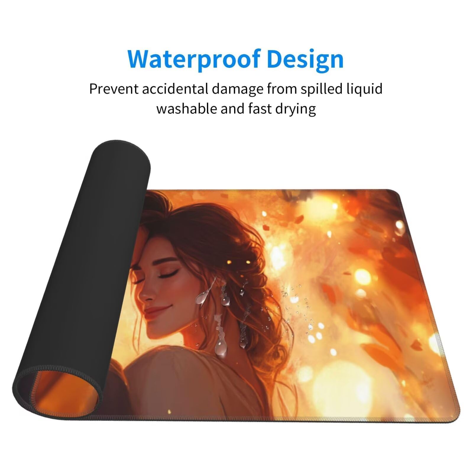 Żółta podkładka pod mysz XXL Para na biurko 1600 x 800 x 3 mm zmywalna podkładka do gier na laptopa, z antypoślizgową gumową podstawą do gier, PC, personelu biurowego Y845