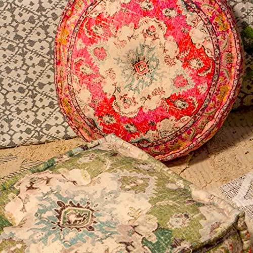 Mandala Life Art Boho Decor Pouf Ottoman Cover - 24X8 Inches - Round Floor Pillow Case - Bohemian Decor Cotton Pouf Floor Sitting #TOP1