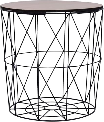 Miniatura 19 de 1 mesa auxiliar con marco de metal, mesa auxiliar blanca para sala de estar, hogar, oficina, 18.5 x 22.4 pulgadas Blanco,Negro