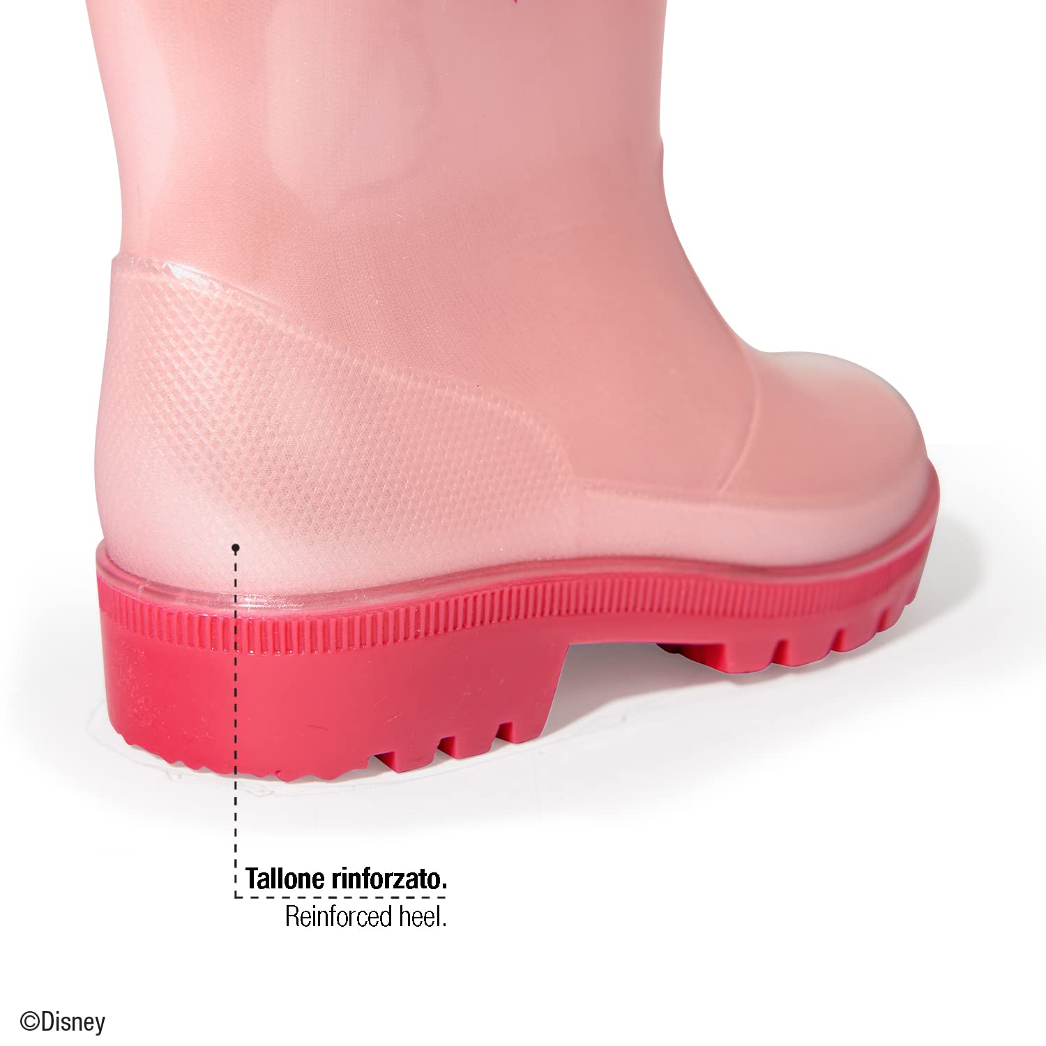 PERLETTI Botas de Agua Niñas Impermeables Princesas Disney - Zapatos de Lluvia Color Rosa Rapunzel Ariel Belle - Botines para Pequeñas Fucsia con Suela Antideslizante en PVC