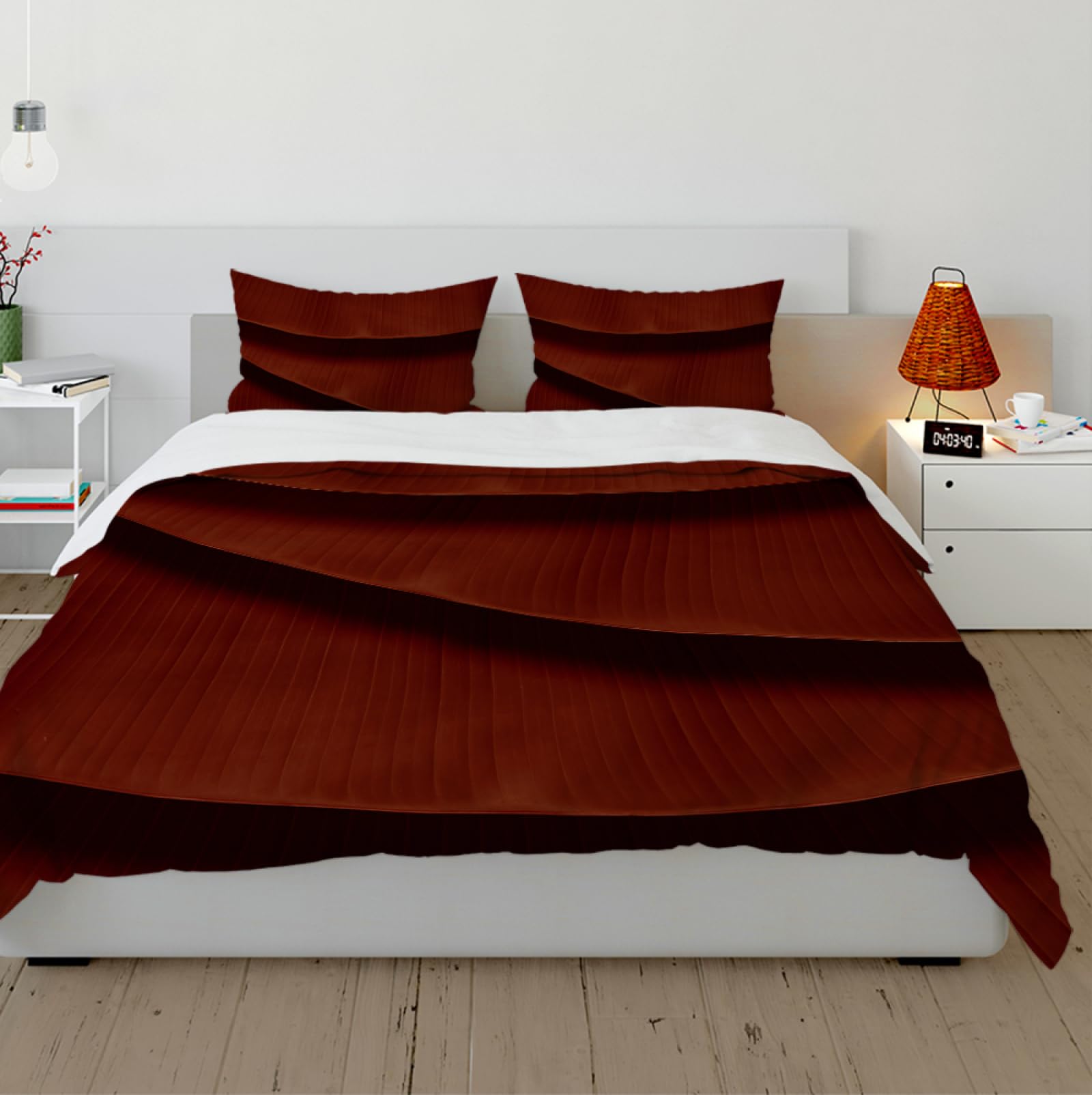 Housse de couette rouge 260x240 cm grand lit avec fermeture éclair et deux taies d'oreiller