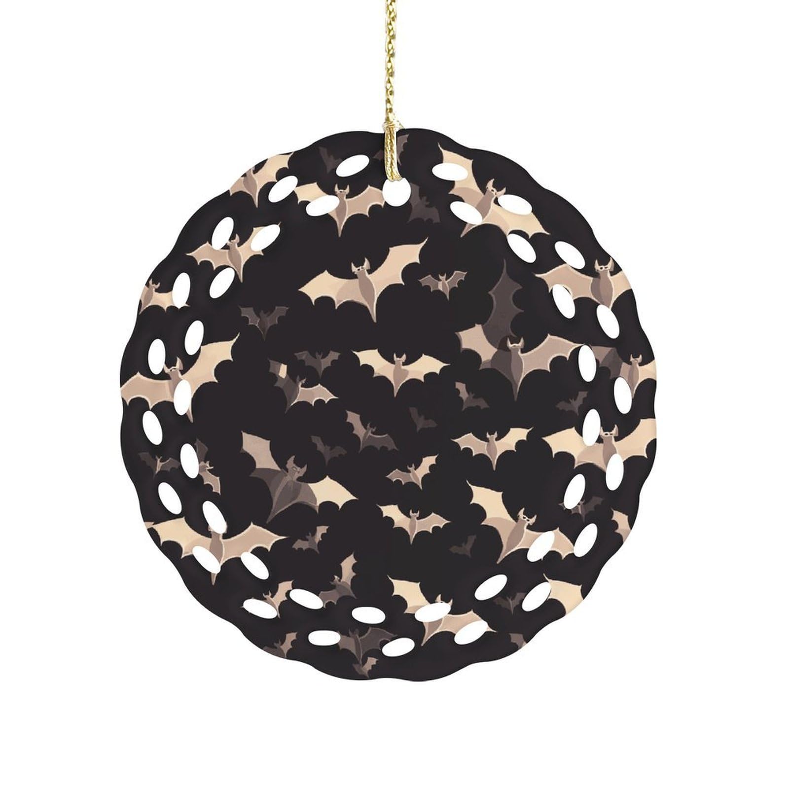Btcowzrv Style Halloween Flying Bats Ceramic Ornament,Round Ornaments With Hole Easy To Hang,Hanging Ornament For Wedding Party Home Window Garden Christmas Day Decor