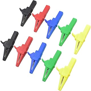 5 Colors 10Pcs 1000V 32A Heavy Duty Full Insulated Automotive Car Battery Alligator Clips Electrical Test Clips with 4mm Banana Jack Socket Terminals for Multimeter Test Leads