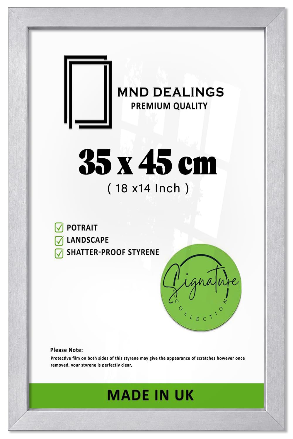 MND Dealings — Premium Poster Frame (35 X 45 CM) | Display Paintings And Photos In Vertical Or Horizontal Orientation, Ideal For Home And Gallery Use, 18 X 14 Inch Silver, Slim Profile