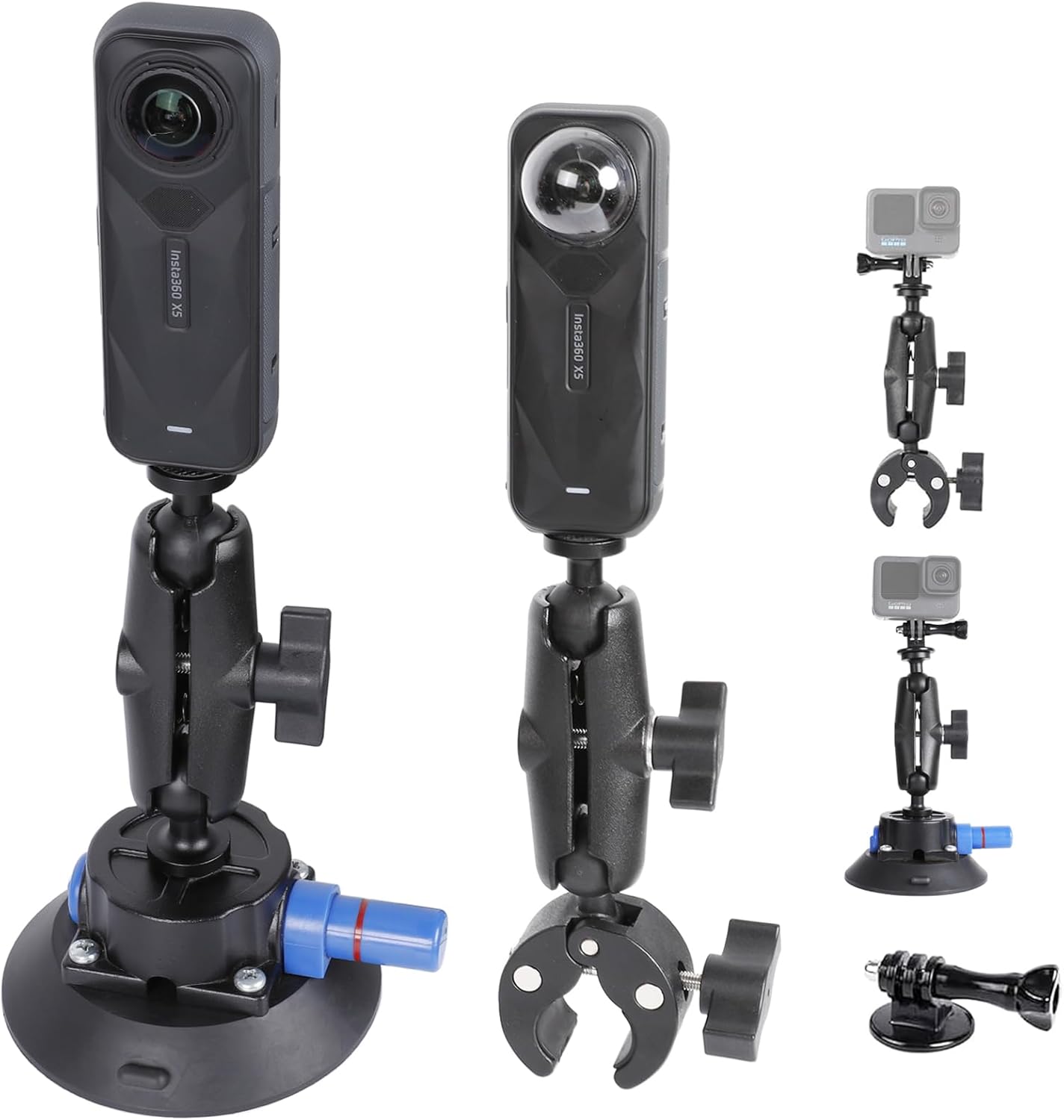 PellKing Camera Air Pump Vacuum Suction Cup Handlebar Mount Kit Compatible with Insta360 X5/X4/X3/GoPro 13/12/11/10/9,with 360° Rotation Function Handlebar Mount Magic Arm 4.5" Vacuum Suction Cup