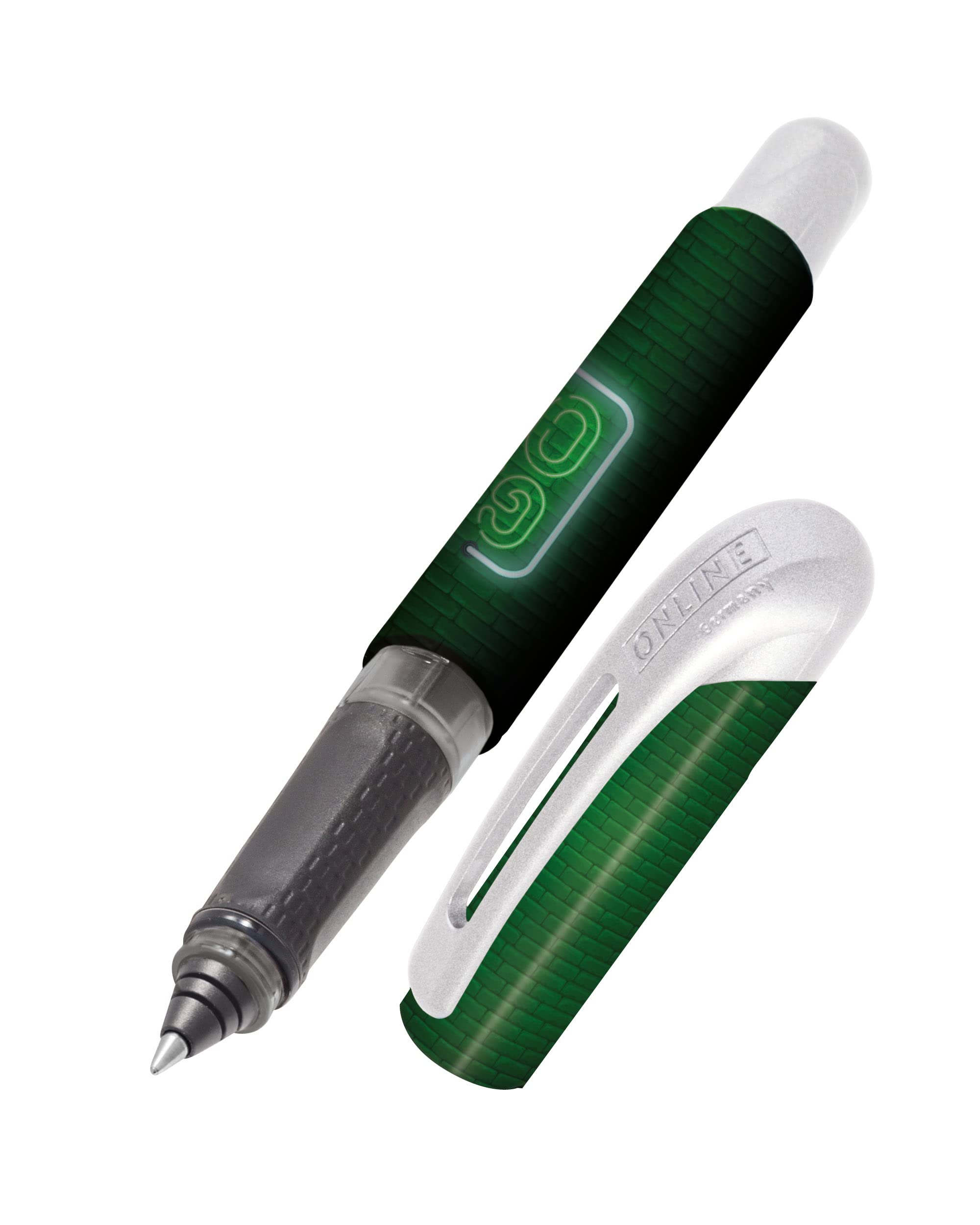 Onlineergonomic rollerball pen Game Over for school & college │ soft grip part for left- and right-handed │ for standard ink cartridges, refillable │ pens for beginners, pupils, students