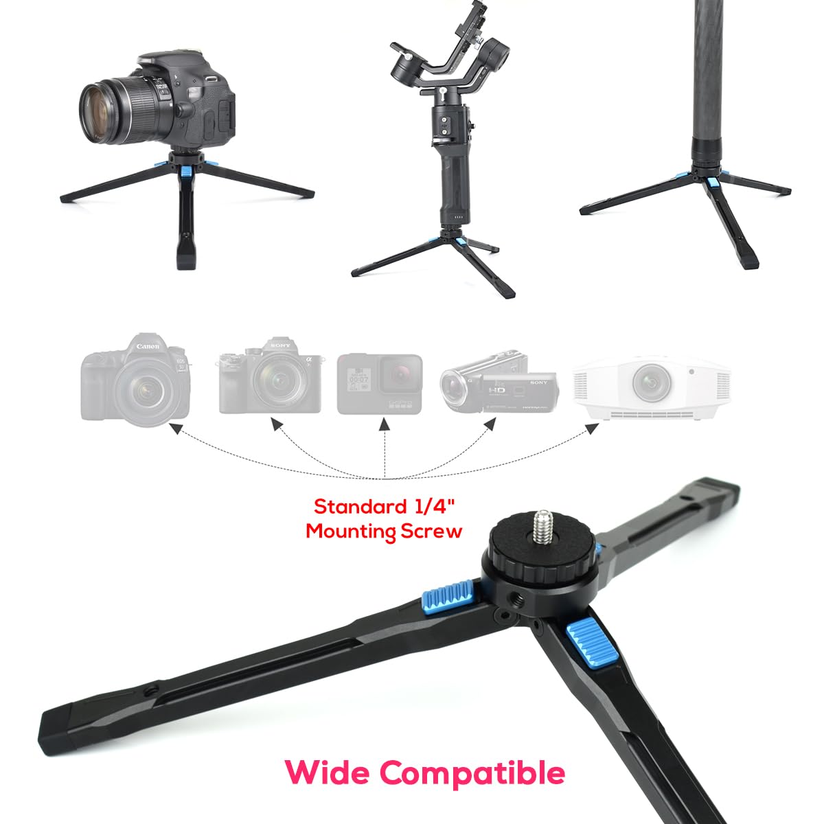 Mini treppiede in alluminio da 6,8 pollici, treppiede da tavolo da tavolo