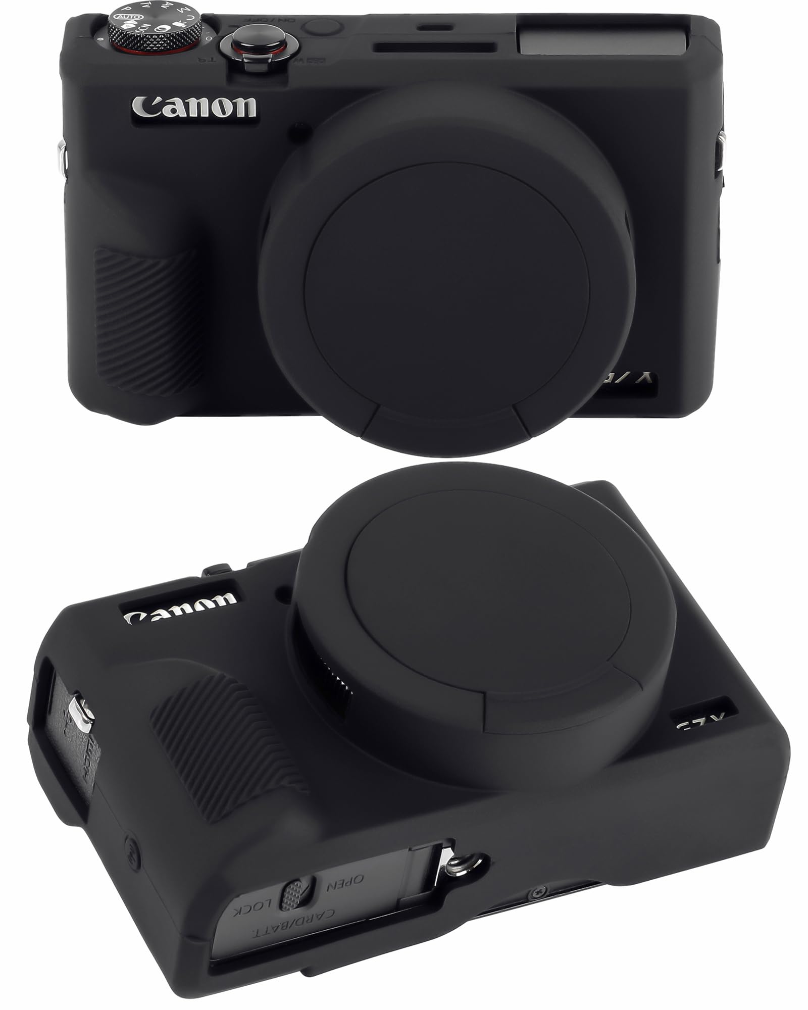 Funda de cuerpo suave para Canon G7X Mark III, funda protectora de silicona con cubierta de lente móvil para Canon Powershot G7X Mark III, G7X Mark III funda protectora (negro)