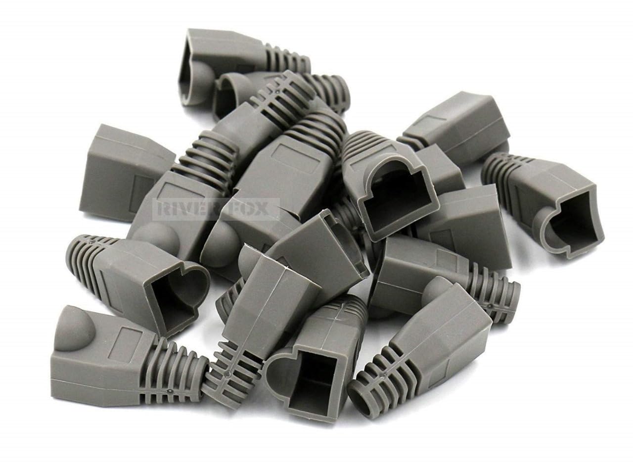 RIVER FOXRIVER FOX THE PUJARA RJ45 Boot CAT6 CAT6E CAT5 CAT5E Ethernet Network Cable Strain Relief Boots Cable Cap Connector Plug Cover (Pack of 25Pcs,Grey Color)