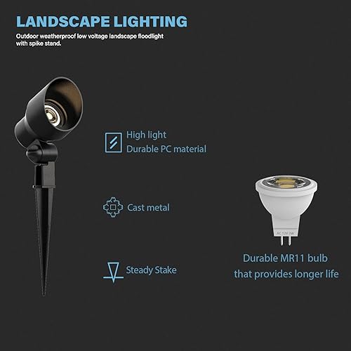 Miniatura 9 de GOODSMANN Iluminación de paisaje, 8 unidades, luces de camino de pagoda de bajo voltaje, 2 niveles, 3 W, 180 lúmenes y foco, 8 unidades, 3 W, 200