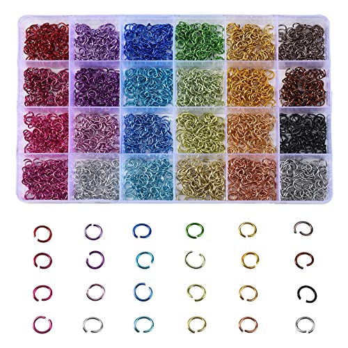 Stiesy 2400 unids/caja anillos de aluminio 6mm cadena anillos 24 colores abierto saltar anillos para gargantilla, collares, pulsera, joyería, fabricación de manualidades Cover