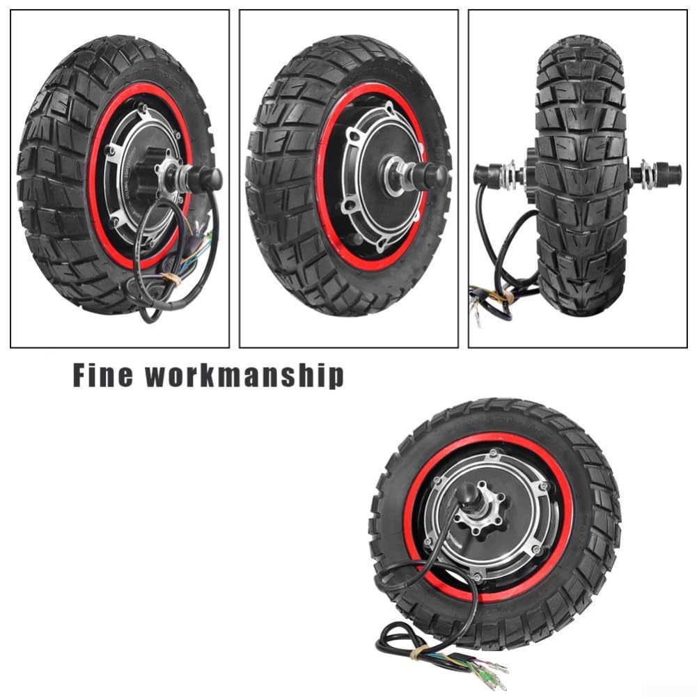 Eawfgtuw Rueda de motor trasero de scooter eléctrico de 10 pulgadas, conjunto de accionamiento de cubo de 500 W para KUGOO M4/M4 Pro, pieza de repuesto de 48 V con funcionamiento silencioso y