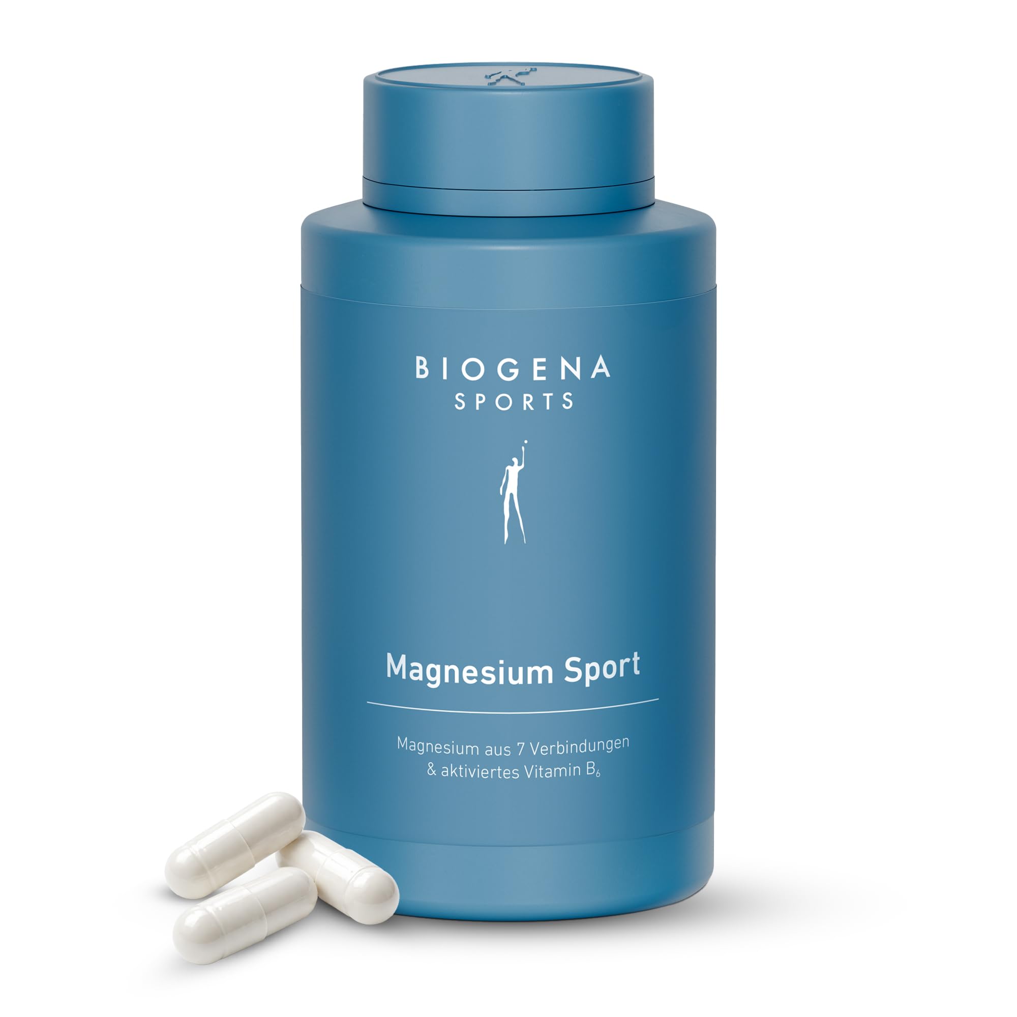 BIOGENA SPORTS Magnesium Sport - Magnesium Komplex mit Vitamin B6-7 Magnesiumverbindungen - Hohe Bioverfügbarkeit - Hochdosiert, Laborgeprüft & vegan - 120 Kapseln