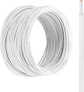 MECCANIXITY UL1007 Solid Core Wire, 18 Gauge 100FT 300V 18 AWG Electrical Wire Tinned Copper PVC 80 Degree High Temp Internal Wiring for Fixed Installations, Appliances, White